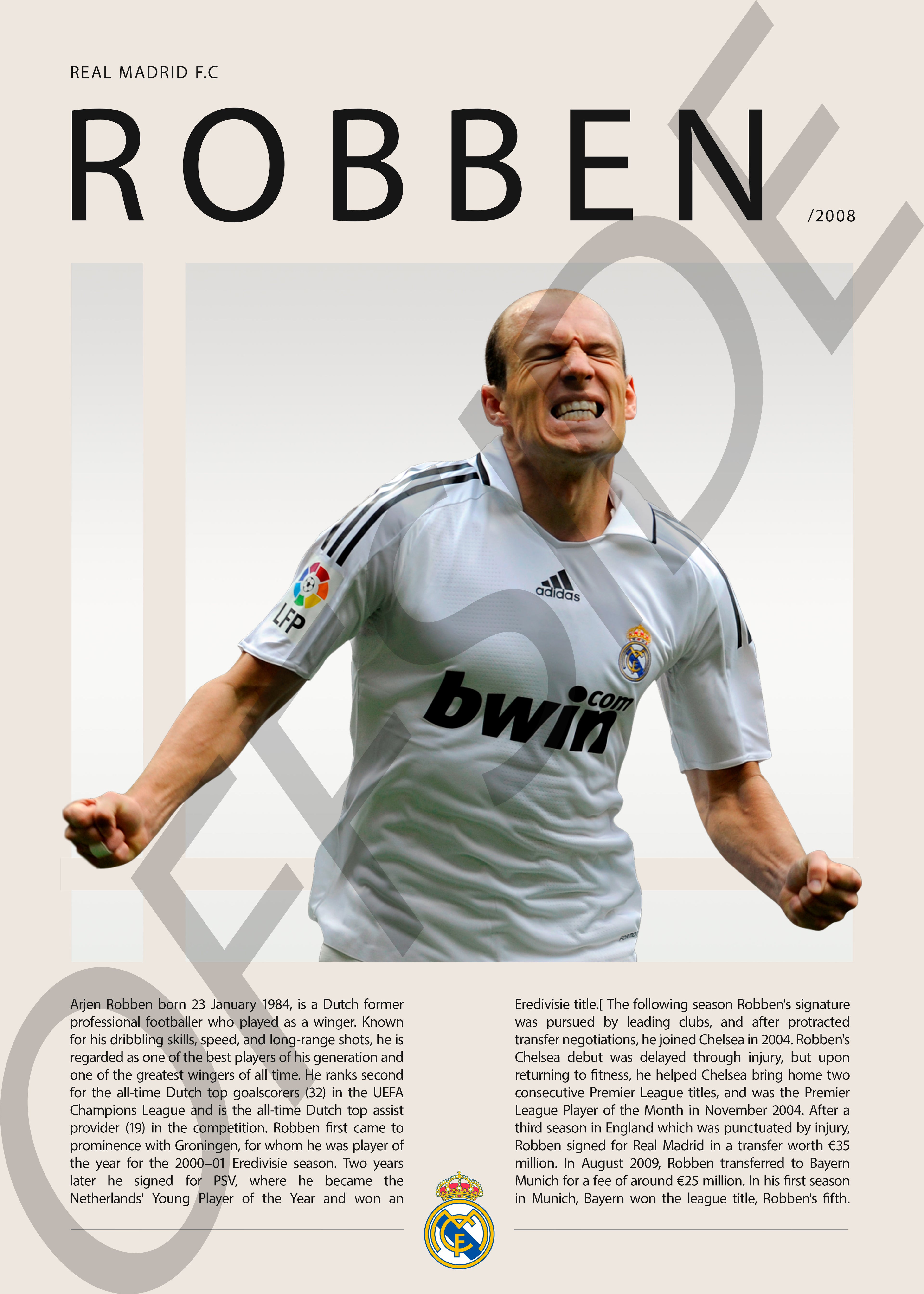 Arjen Robben "Robben" en Real Madrid Temporada 2008