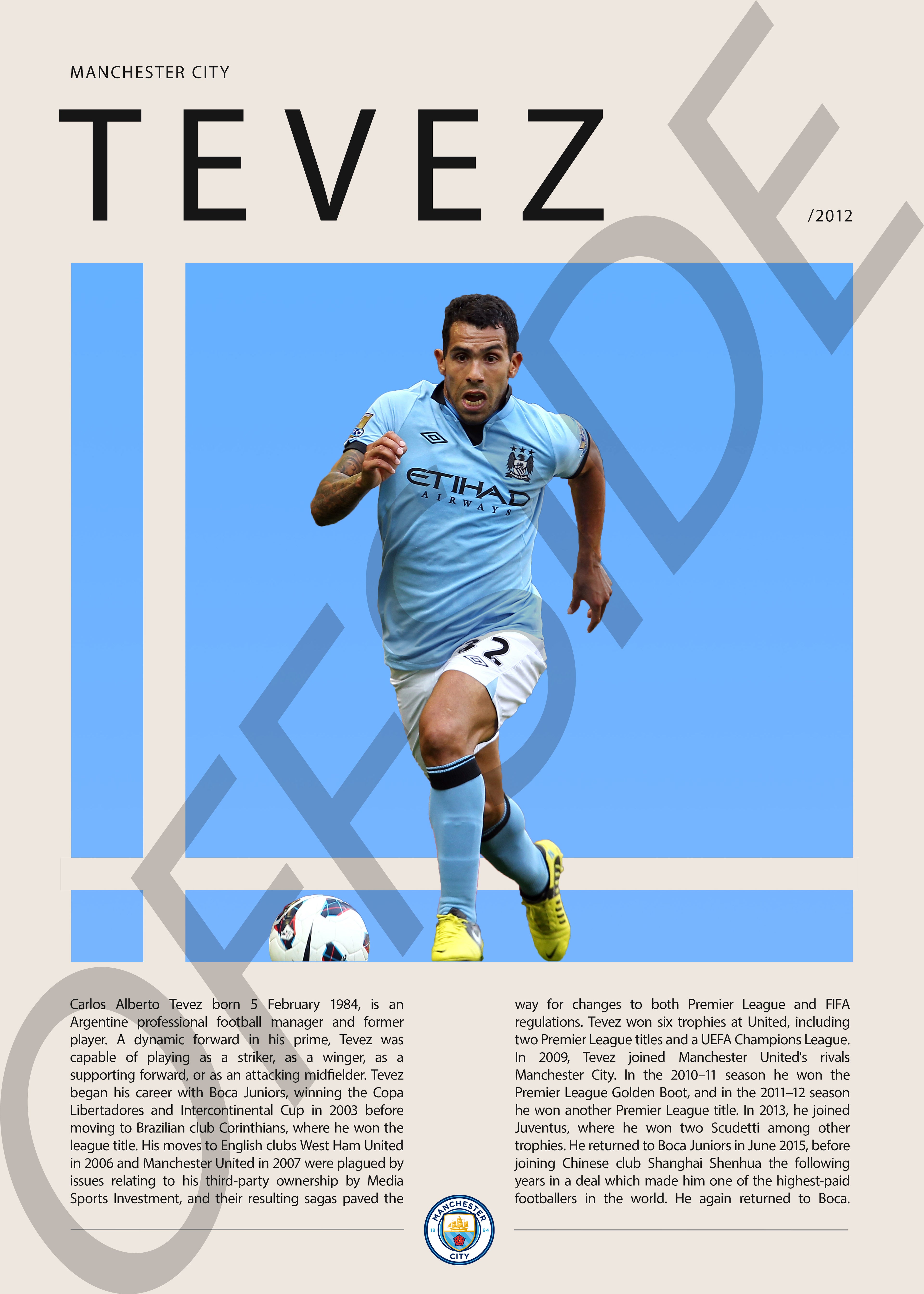 Carlos Tevez "El Apache" en Manchester City Temporada 2012
