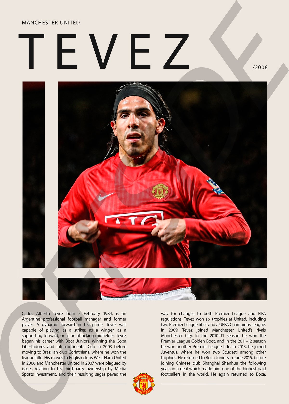 Carlos Tevez "El Apache" en Manchester United Temporada 2008