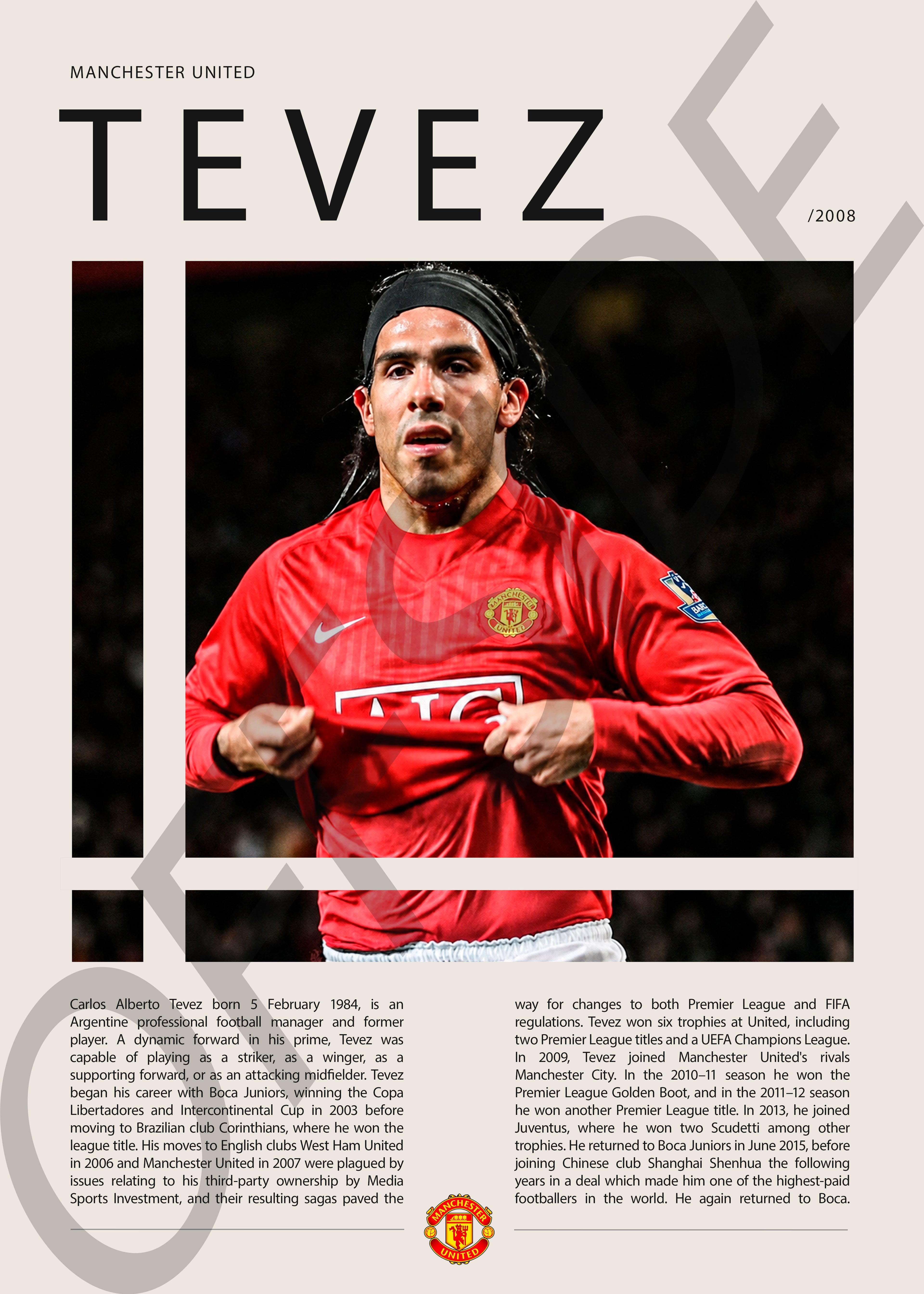Carlos Tevez "El Apache" en Manchester United Temporada 2008