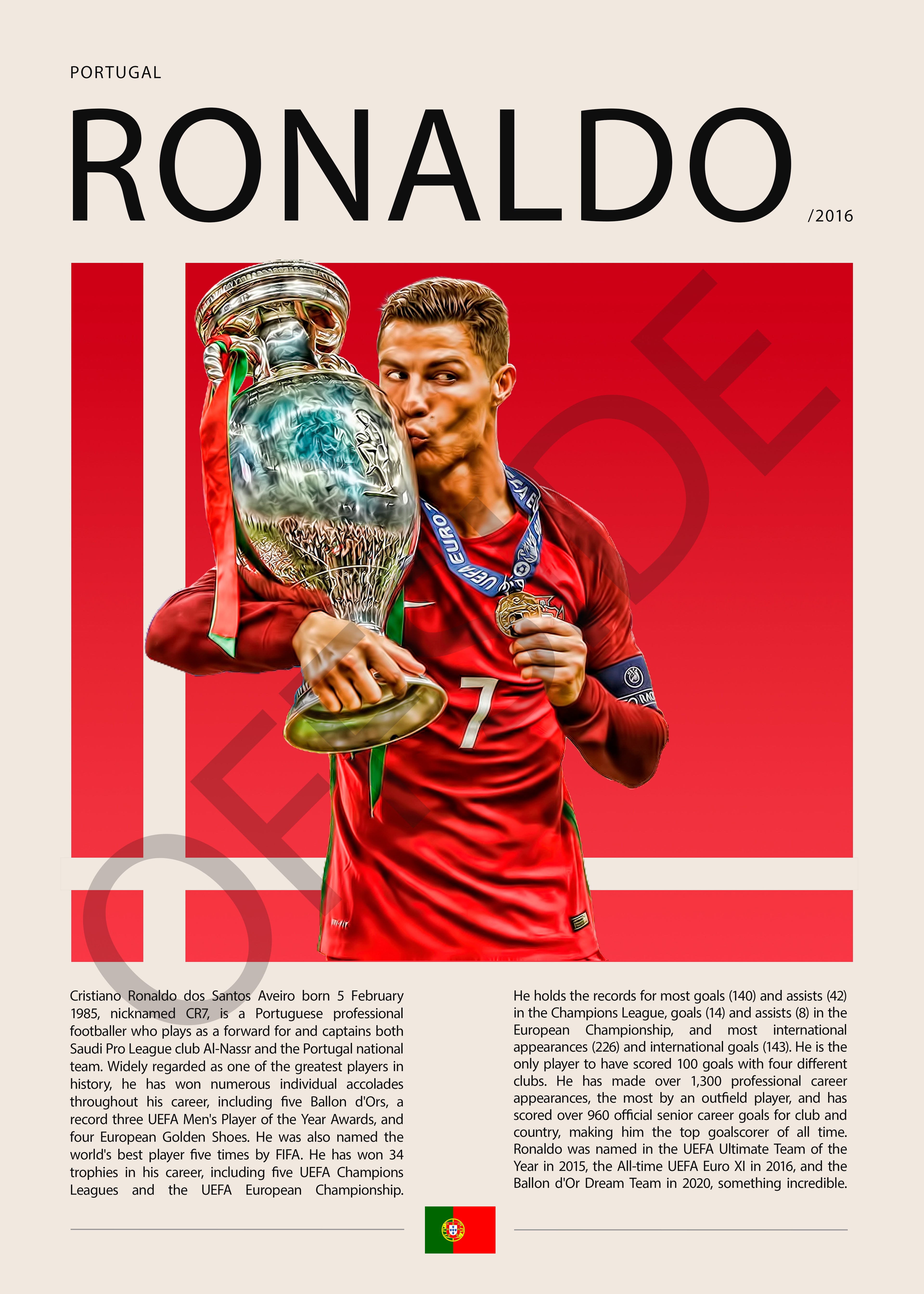 Cristiano Ronaldo "CR7" Seleccion de Portugal Campeón Eurocopa 2016