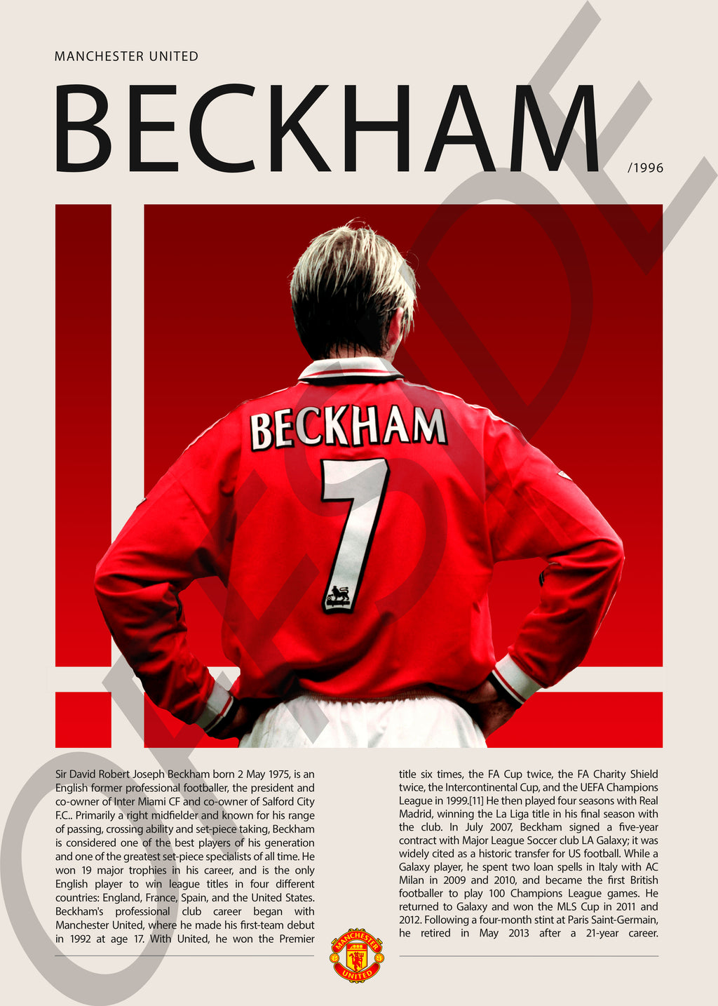 David Beckham "Becks" en Manchester United Temporada 1996