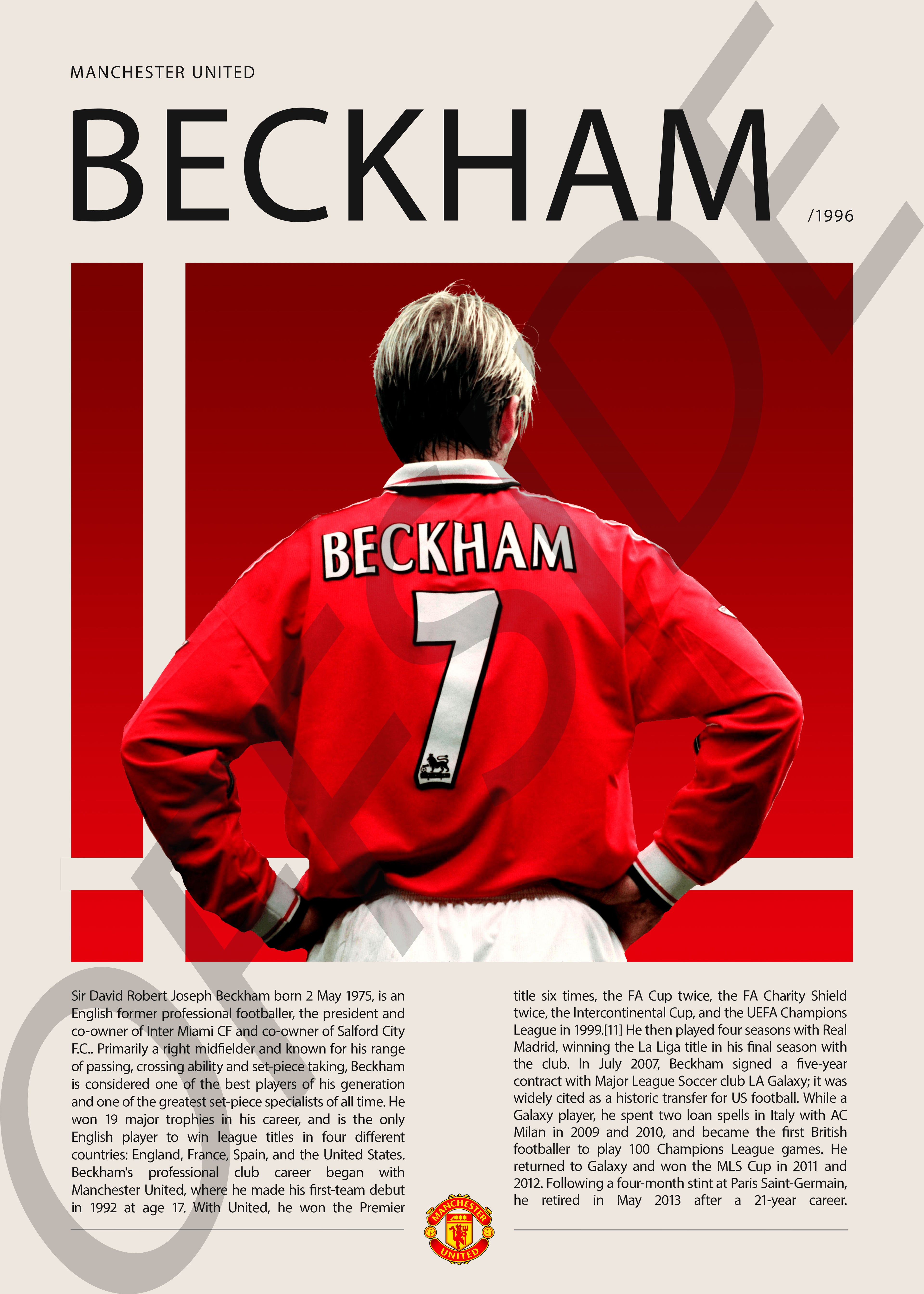 David Beckham "Becks" en Manchester United Temporada 1996