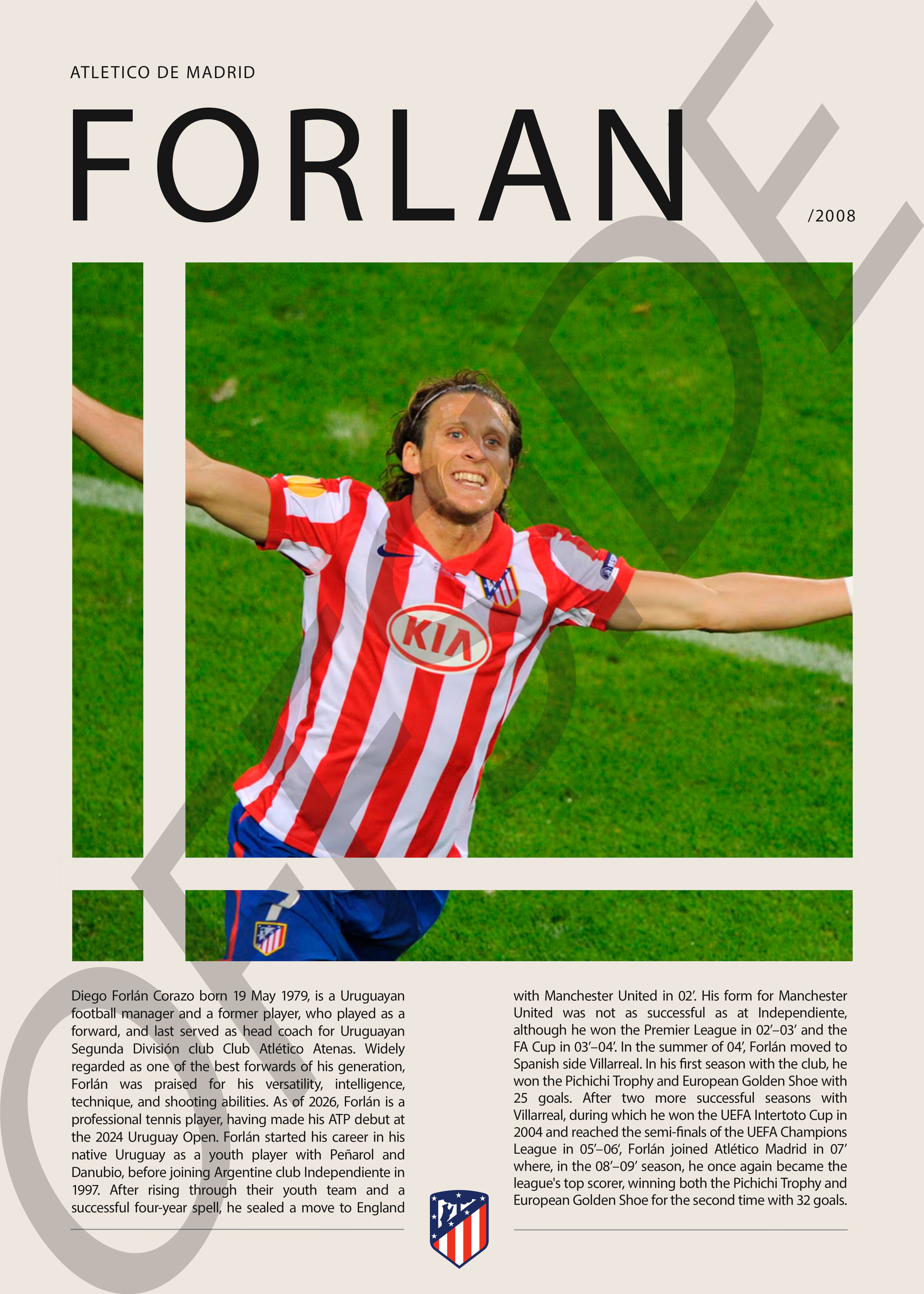 Diego Forlan "Cachavacha" en Atletico de Madrid Temporada 2008