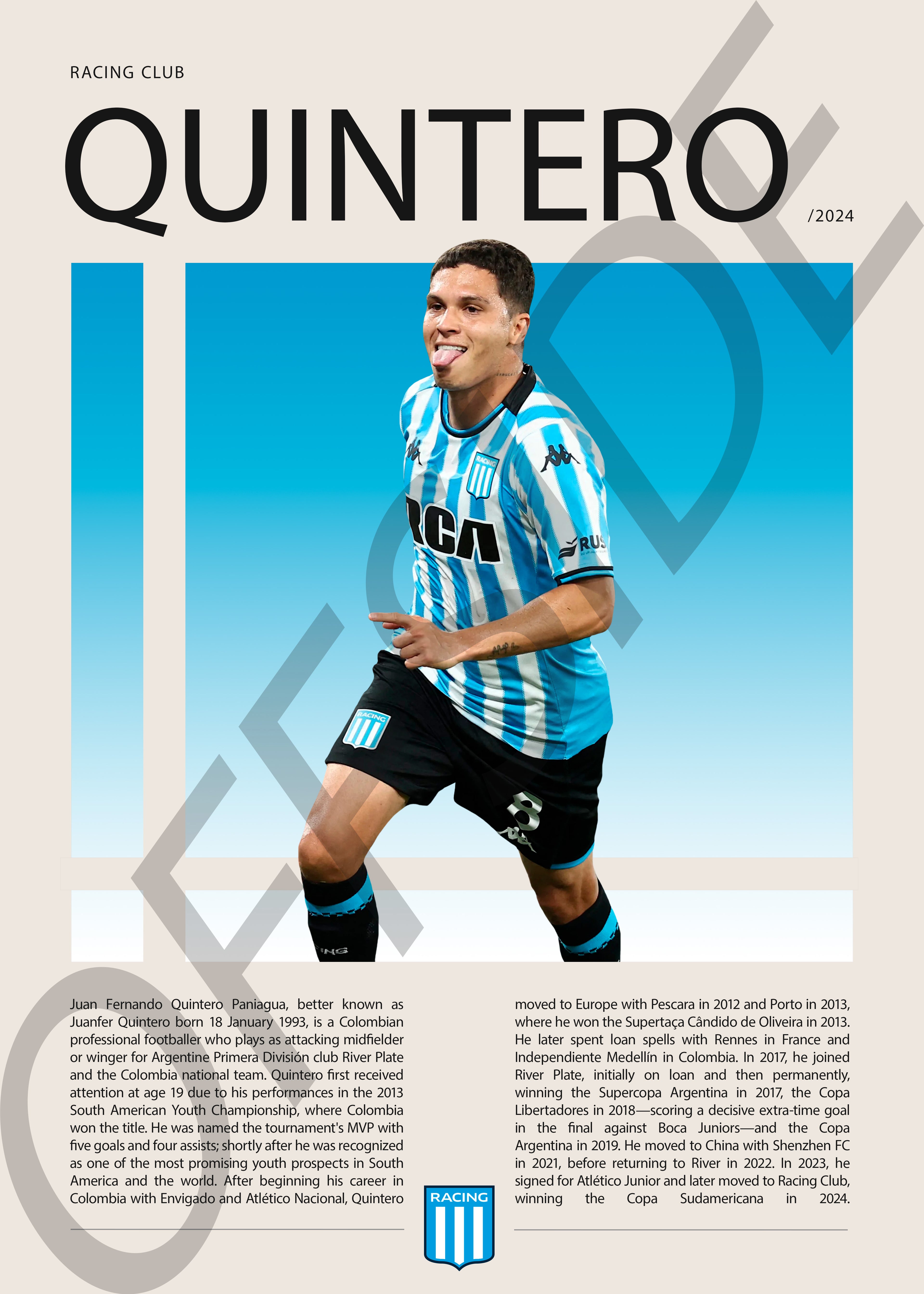 Juan Fernando Quintero "Juanfer" en Racing Temporada 2024