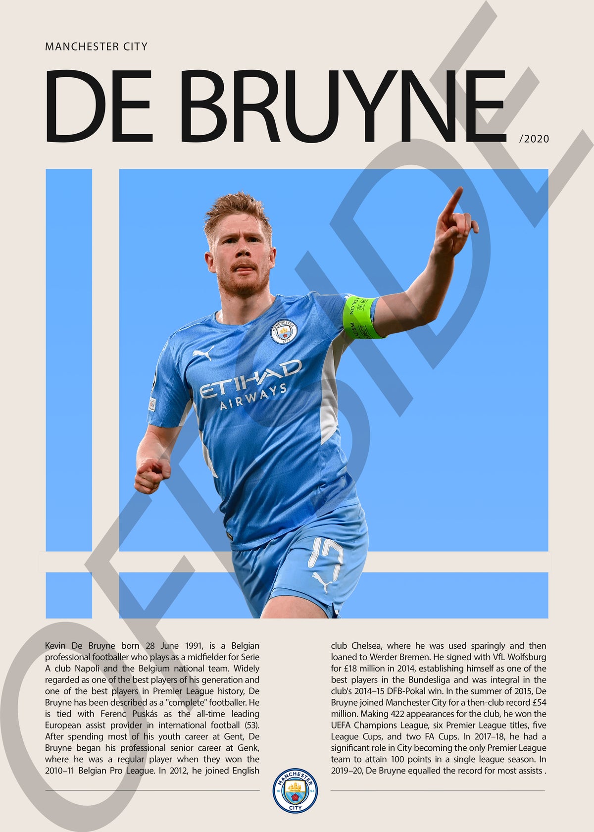 Kevin De Bruyne "KDB" en Manchester City Temporada 2020