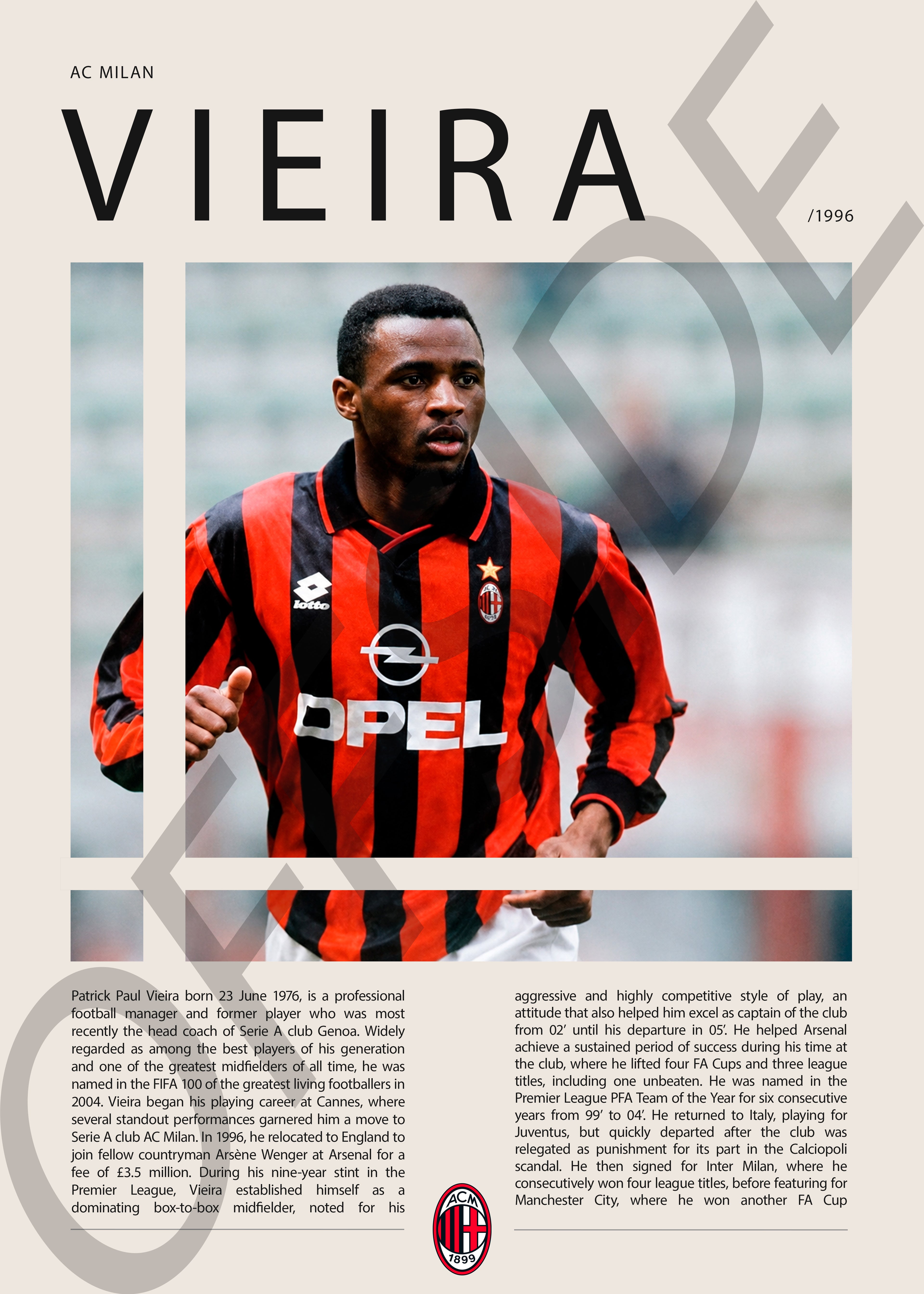 Patrick Vieira "Patrick" en AC Milan Temporada 1996