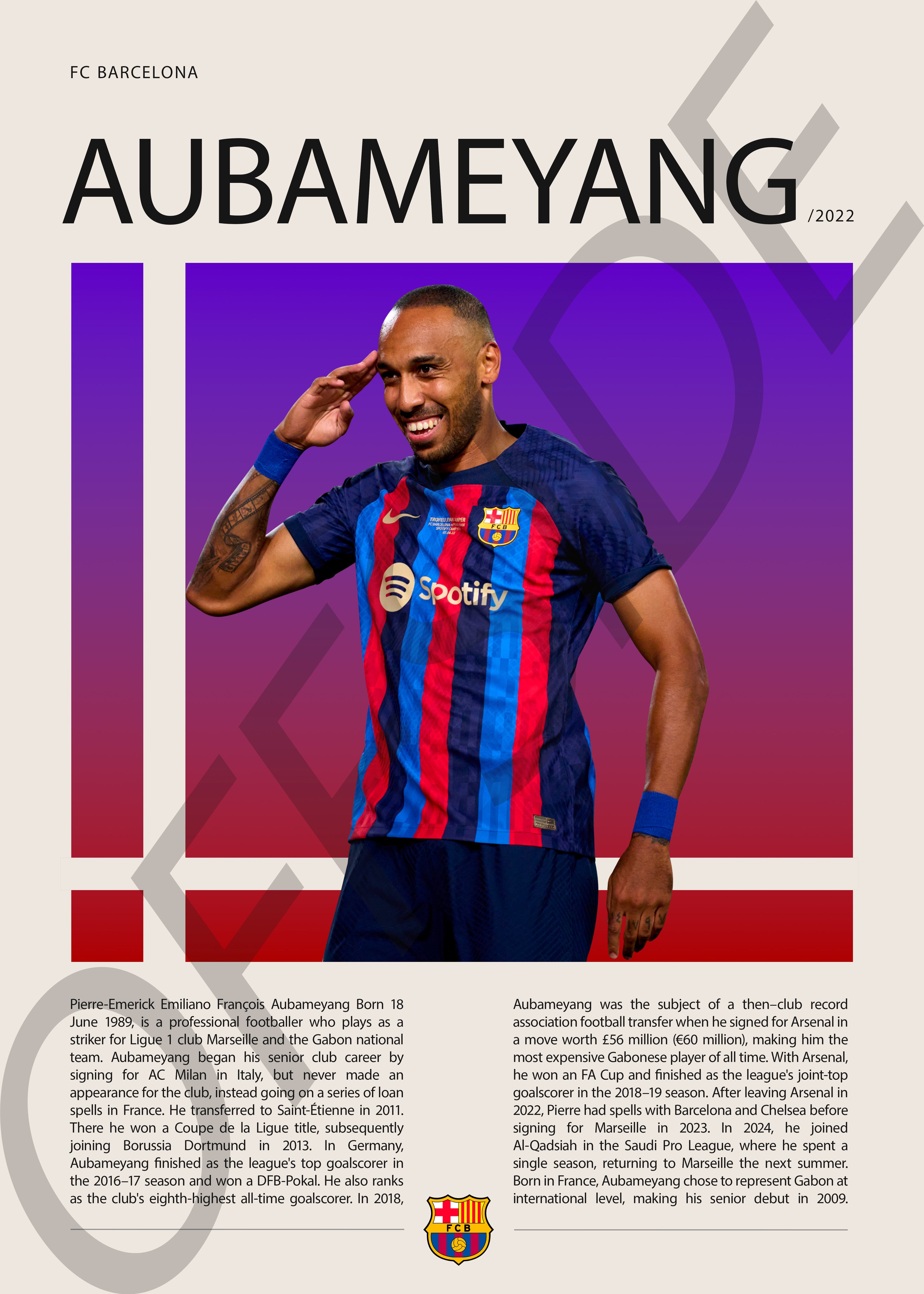 Pierre-Emerick Aubameyang "El Príncipe de Gabón" en Barcelona Temporada 2022