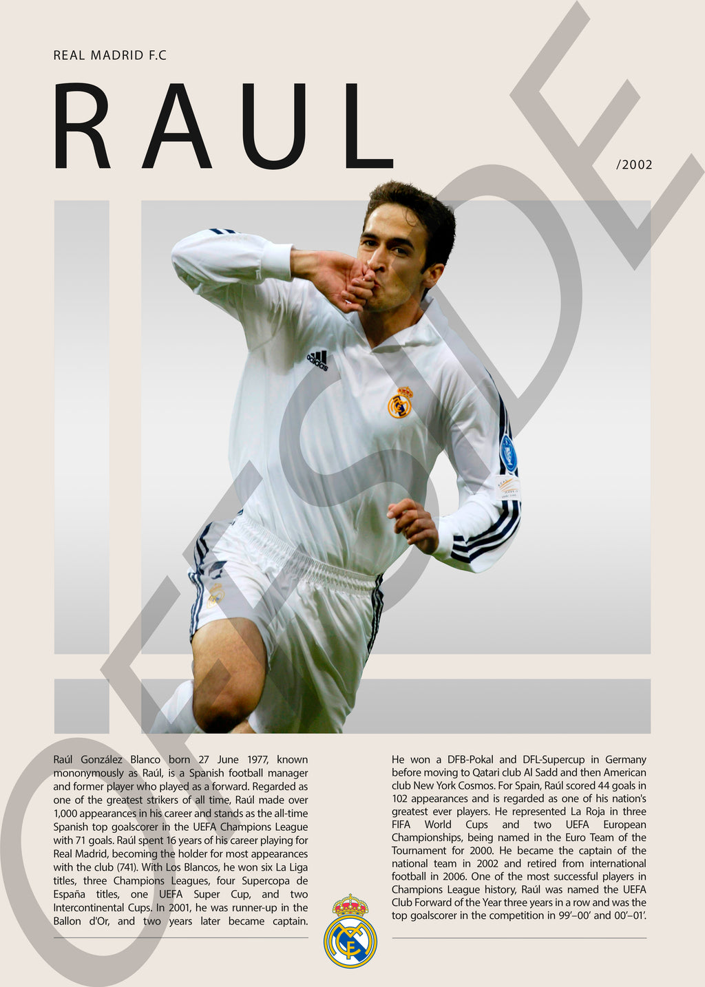 Raul Gonzalez "El Angel de Madrid" en Real Madrid Temporada 2002