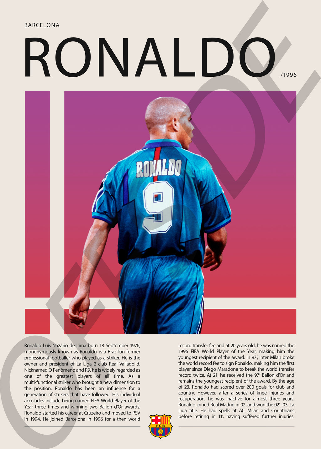 Ronaldo Nazario "El Fenomeno" en Barcelona Temporada 1996