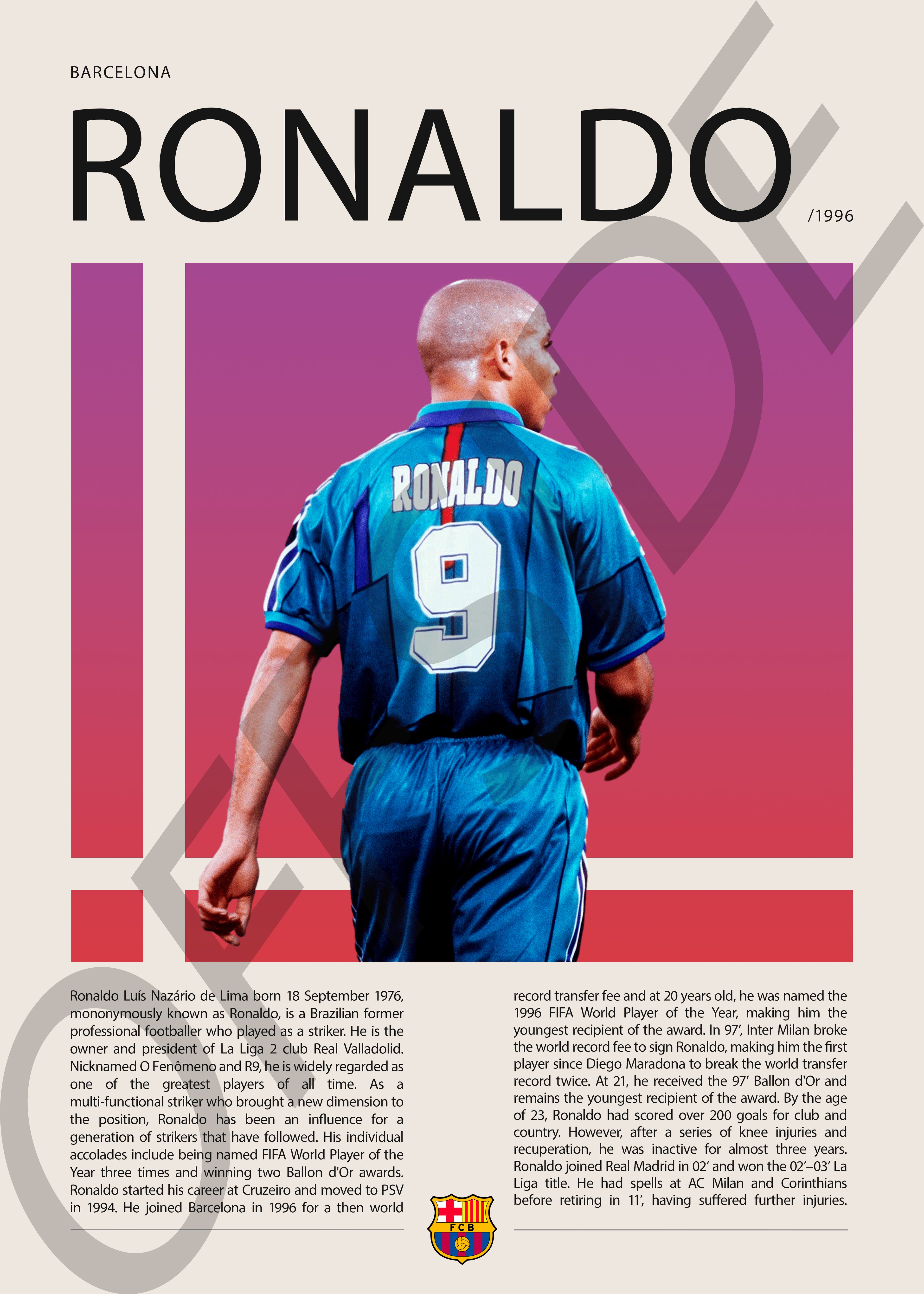 Ronaldo Nazario "El Fenomeno" en Barcelona Temporada 1996