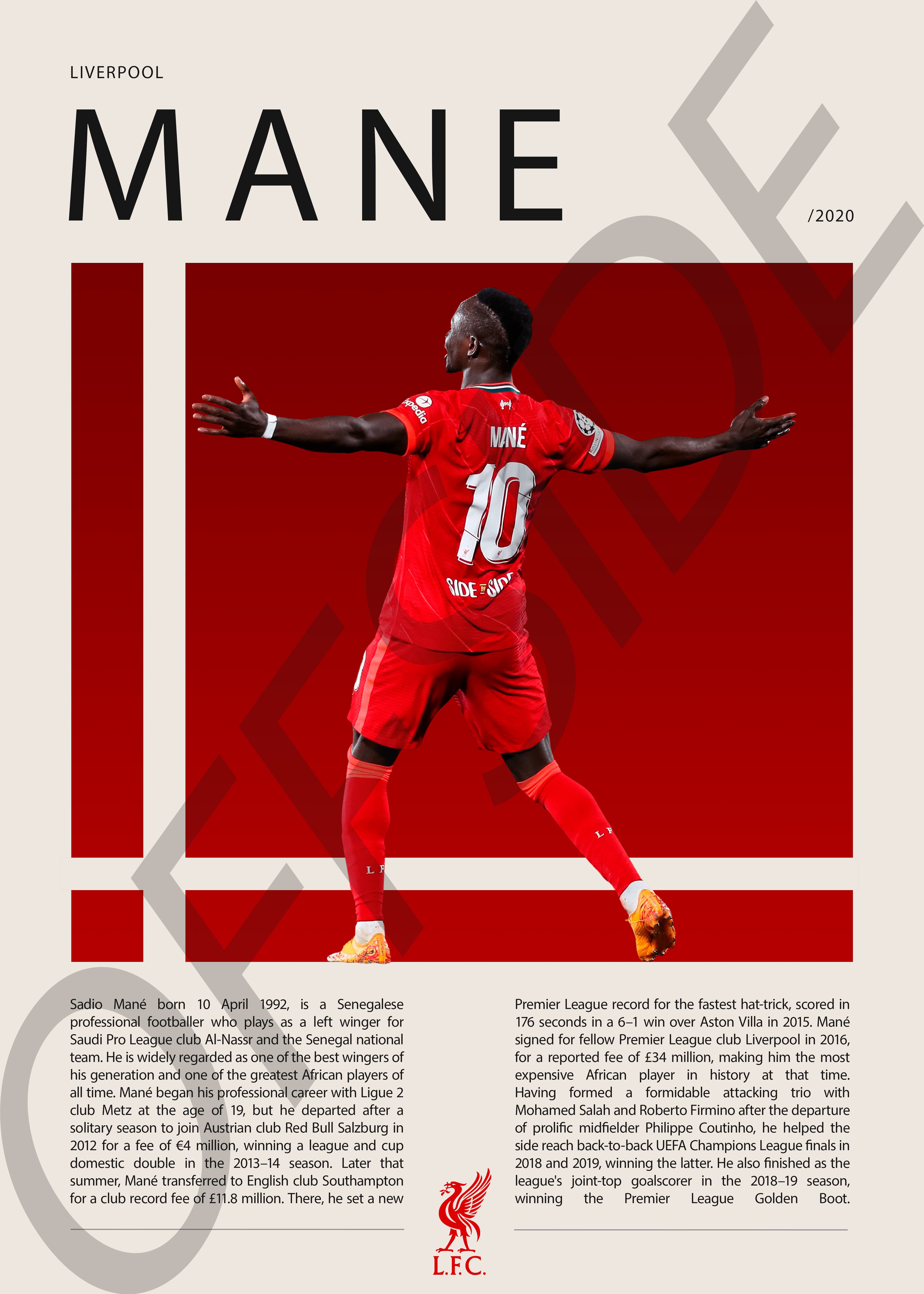 Sadio Manè "Mane" en Liverpool Temporada 2020
