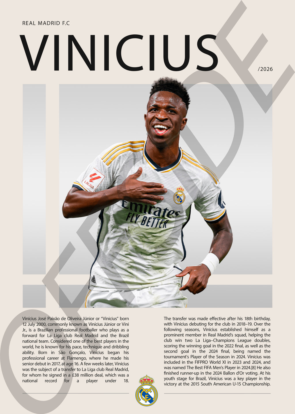 Vinicius Jr "Vini" en Real Madrid Temporada 2026