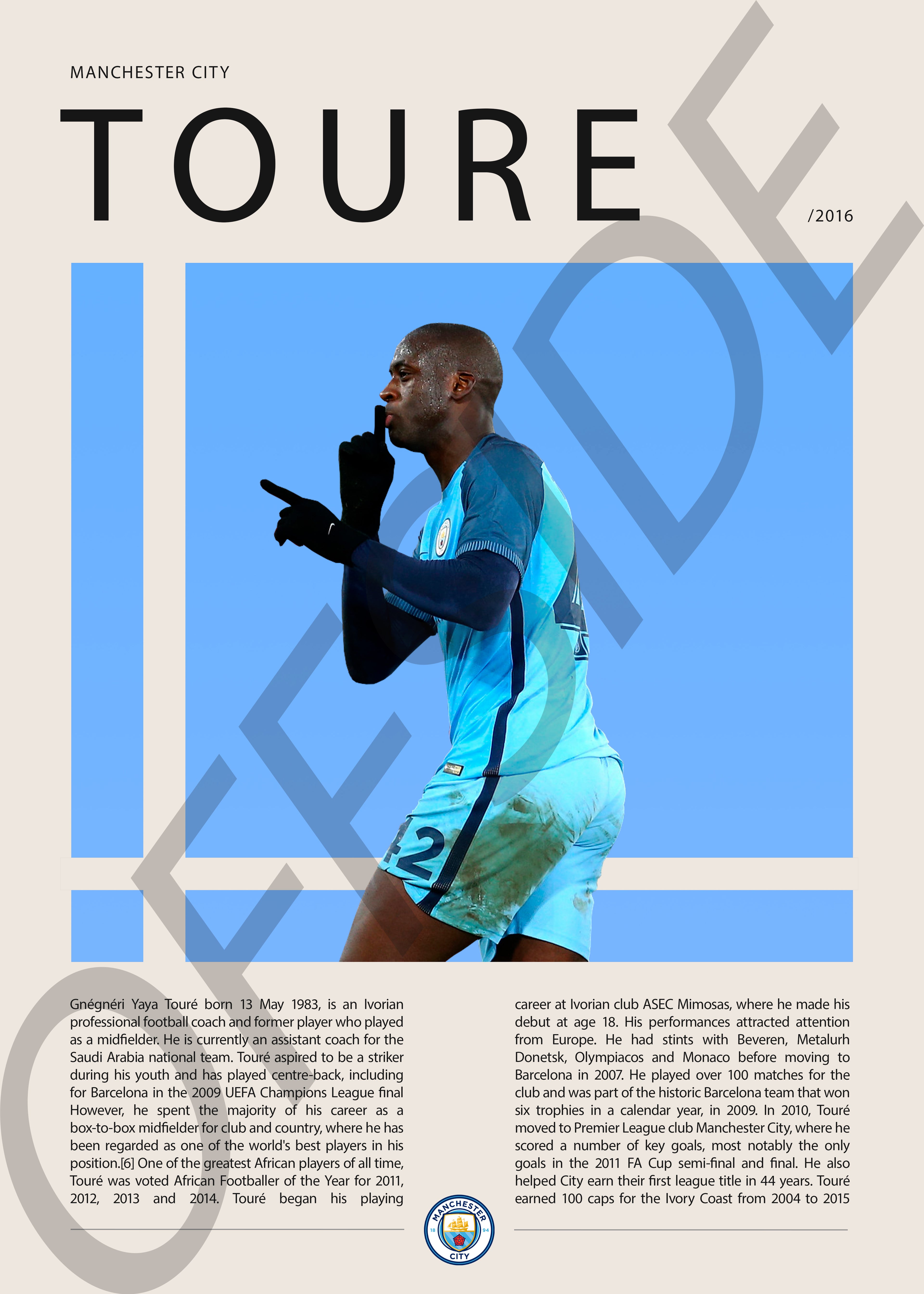 Yaya Toure "Yaya" en Manchester City Temporada 2016