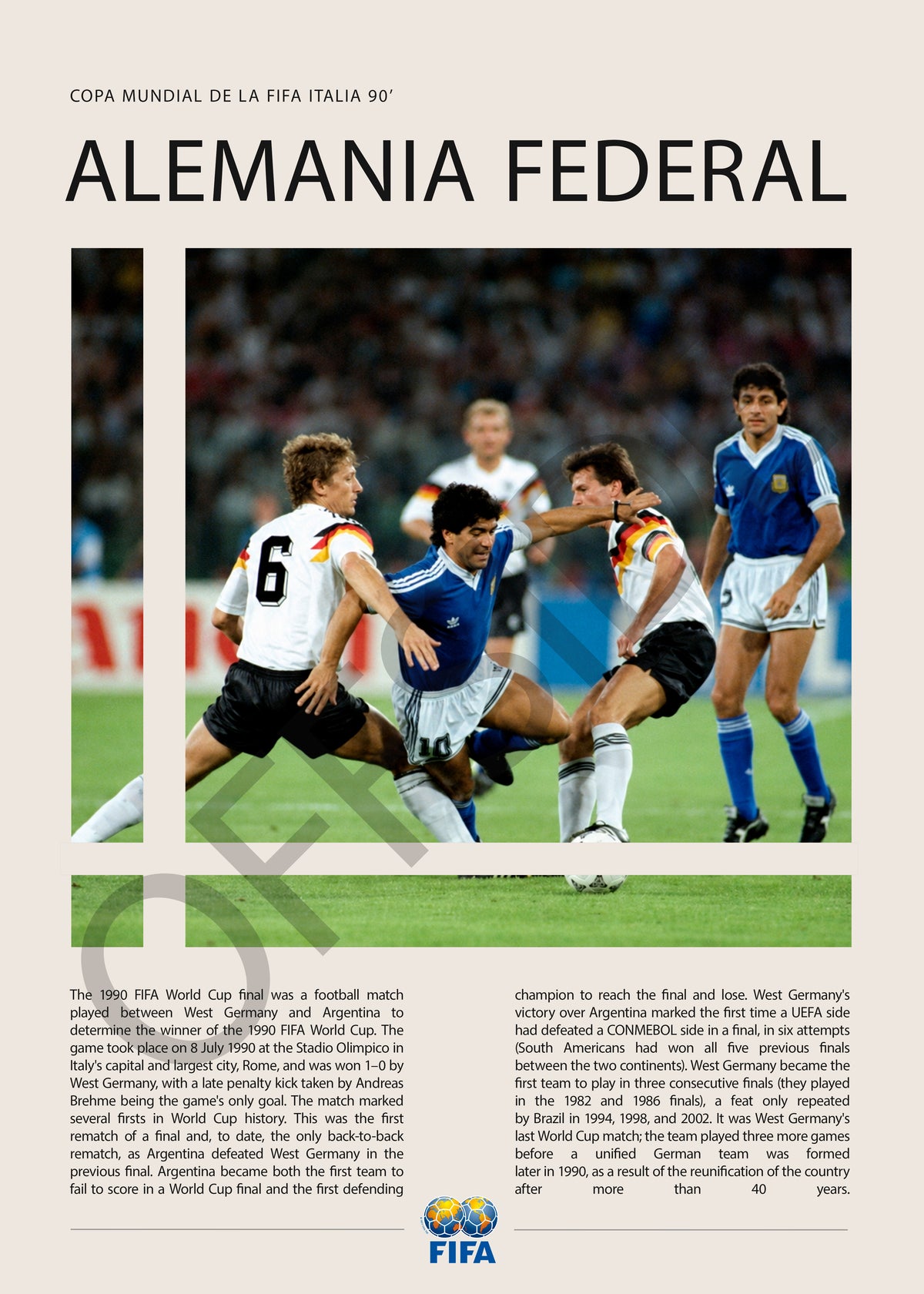 Alemania Campeona del Mundo Italia 1990 - detalle del diseño