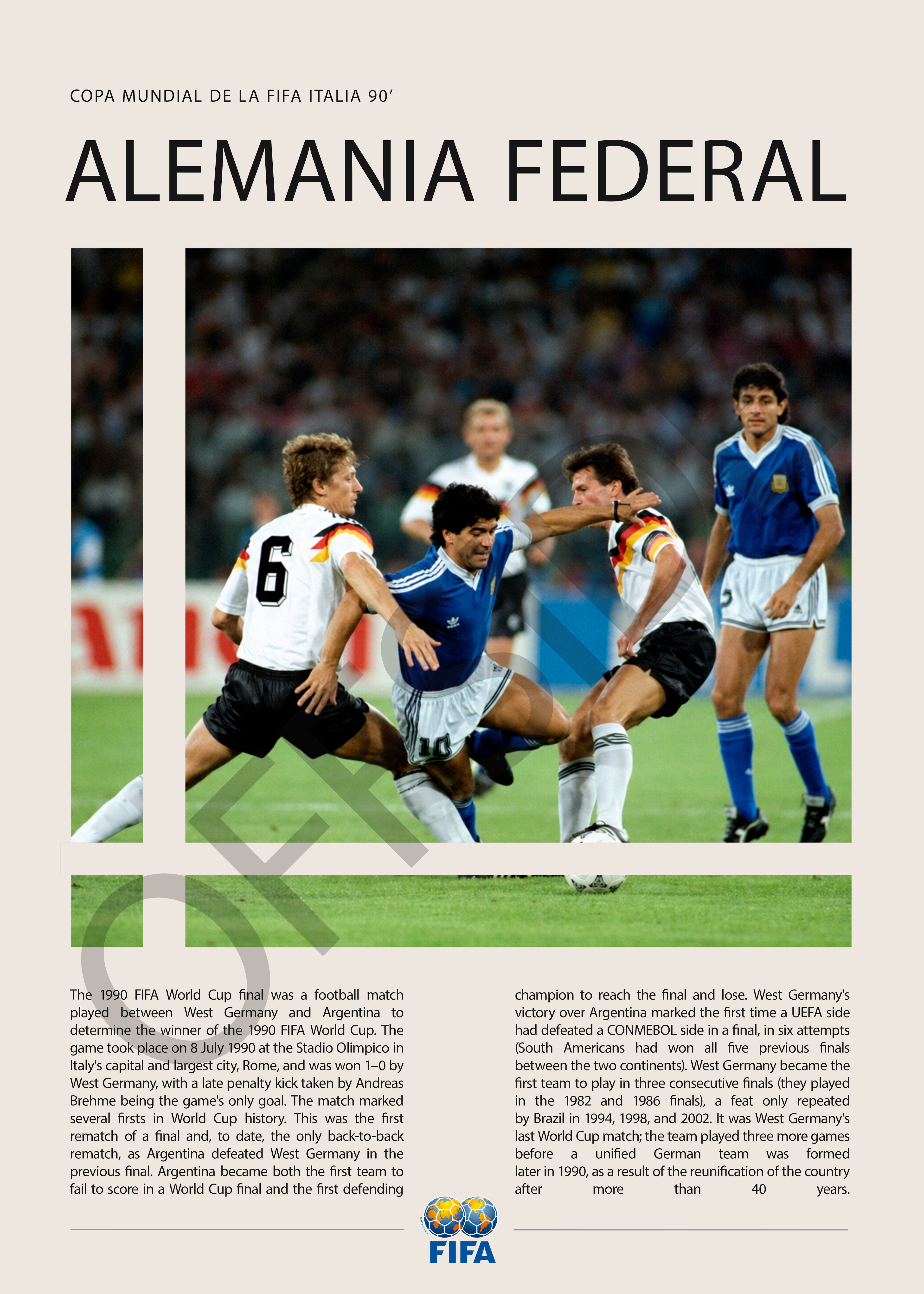 Alemania Campeona del Mundo Italia 1990 - detalle del diseño