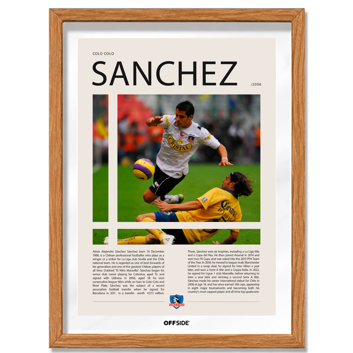 Alexis Sánchez El Niño Maravilla en Colo Colo Temporada 2006 - marco madera