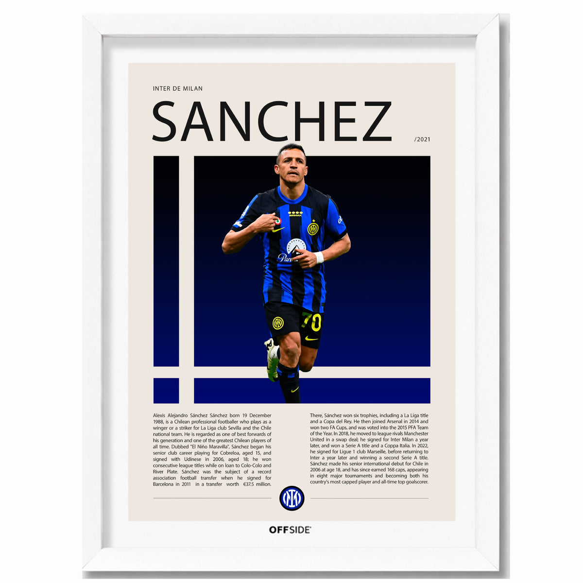 Alexis Sánchez El Niño Maravilla en Inter de Milan Temporada 2021 - marco blanco