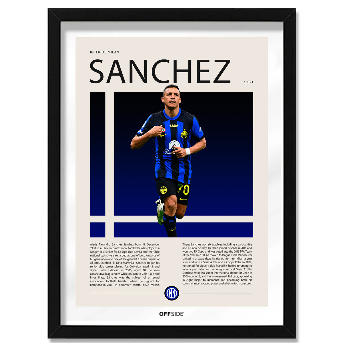 Alexis Sánchez El Niño Maravilla en Inter de Milan Temporada 2021 - marco negro