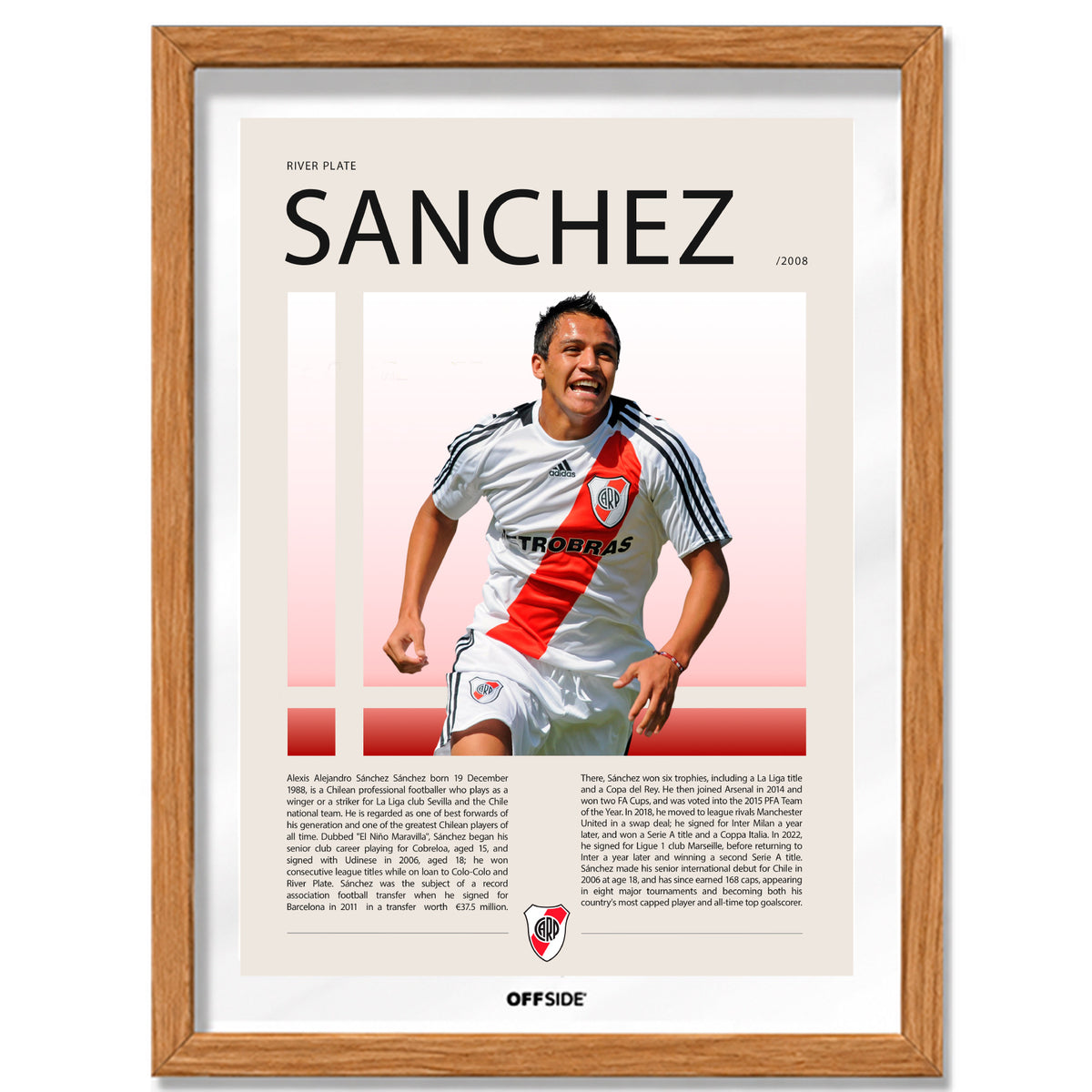 Alexis Sánchez El Niño Maravilla en River Plate Temporada 2008 - marco madera