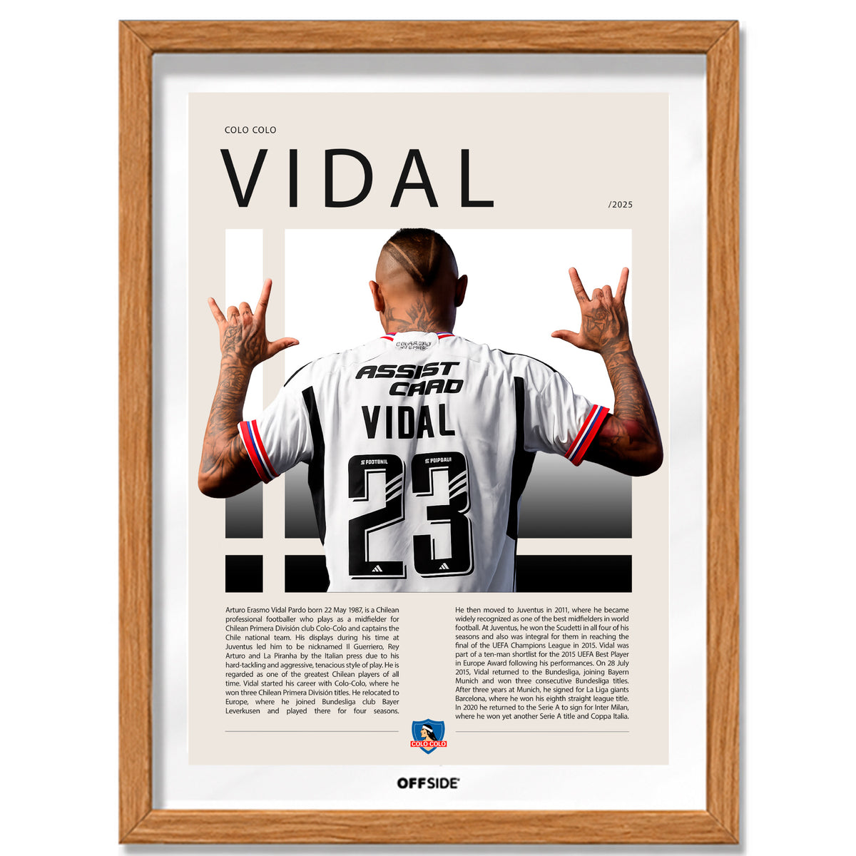 Arturo Vidal El King en Colo Colo Temporada 2025 - marco madera