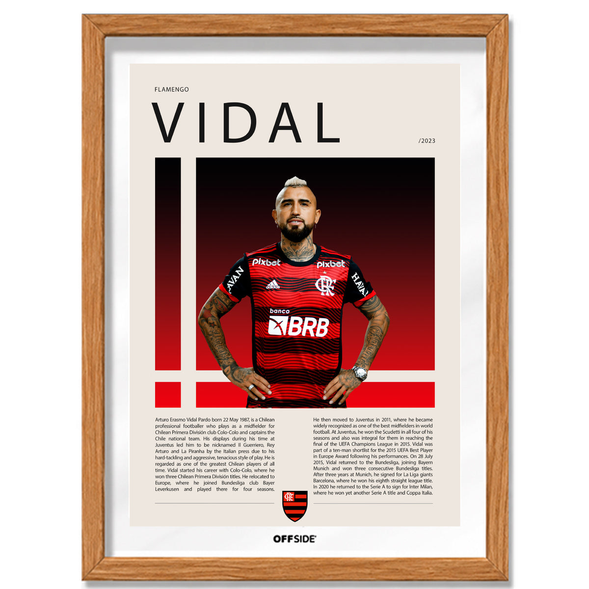 Arturo Vidal El King en Flamengo Temporada 2023 - marco madera