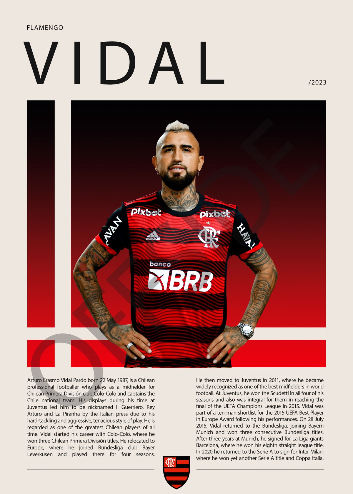 Arturo Vidal El King en Flamengo Temporada 2023 - vista con marca de agua