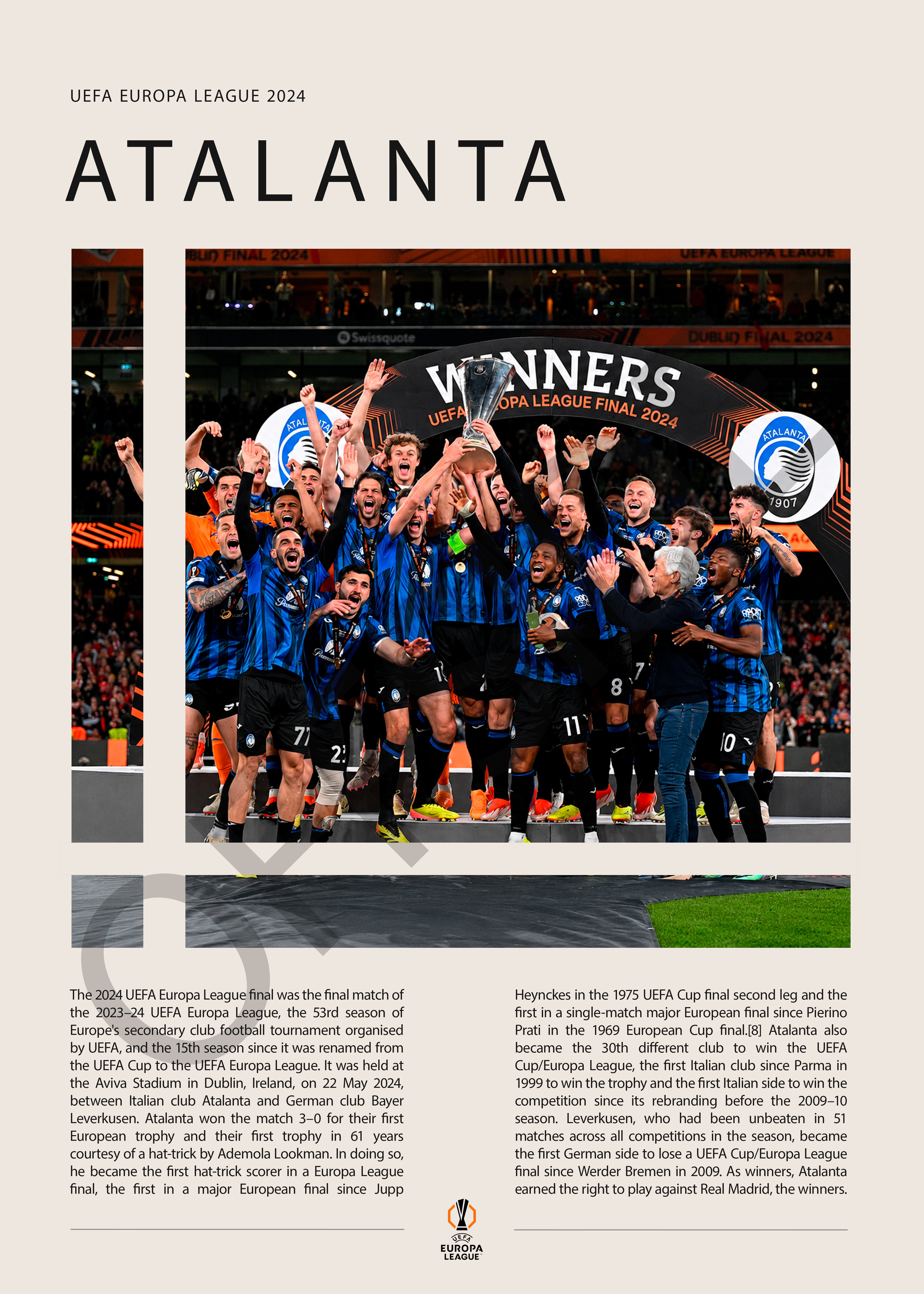 Atalanta Campeón Europa League 2024 - detalle del diseño