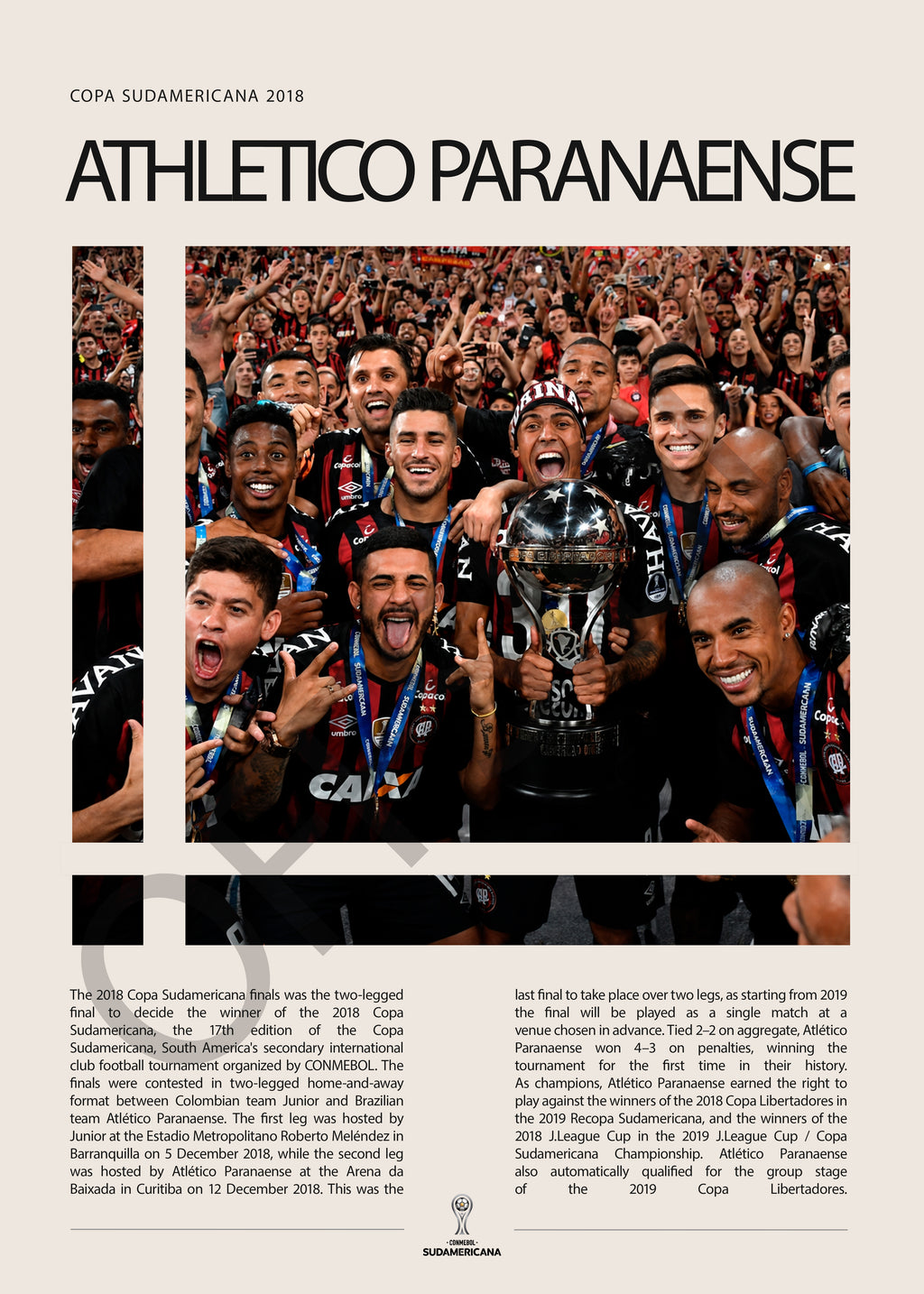 Athletico Paranaense Campeón Copa Sudamericana 2018 - detalle del diseño