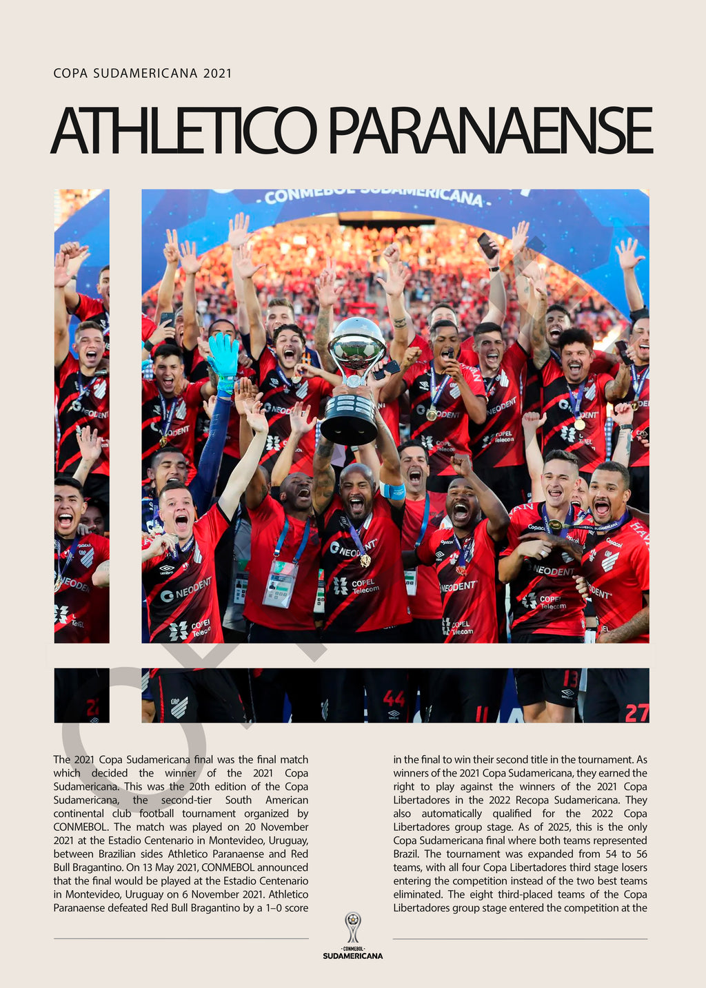 Athletico Paranaense Campeón Copa Sudamericana 2021 - detalle del diseño