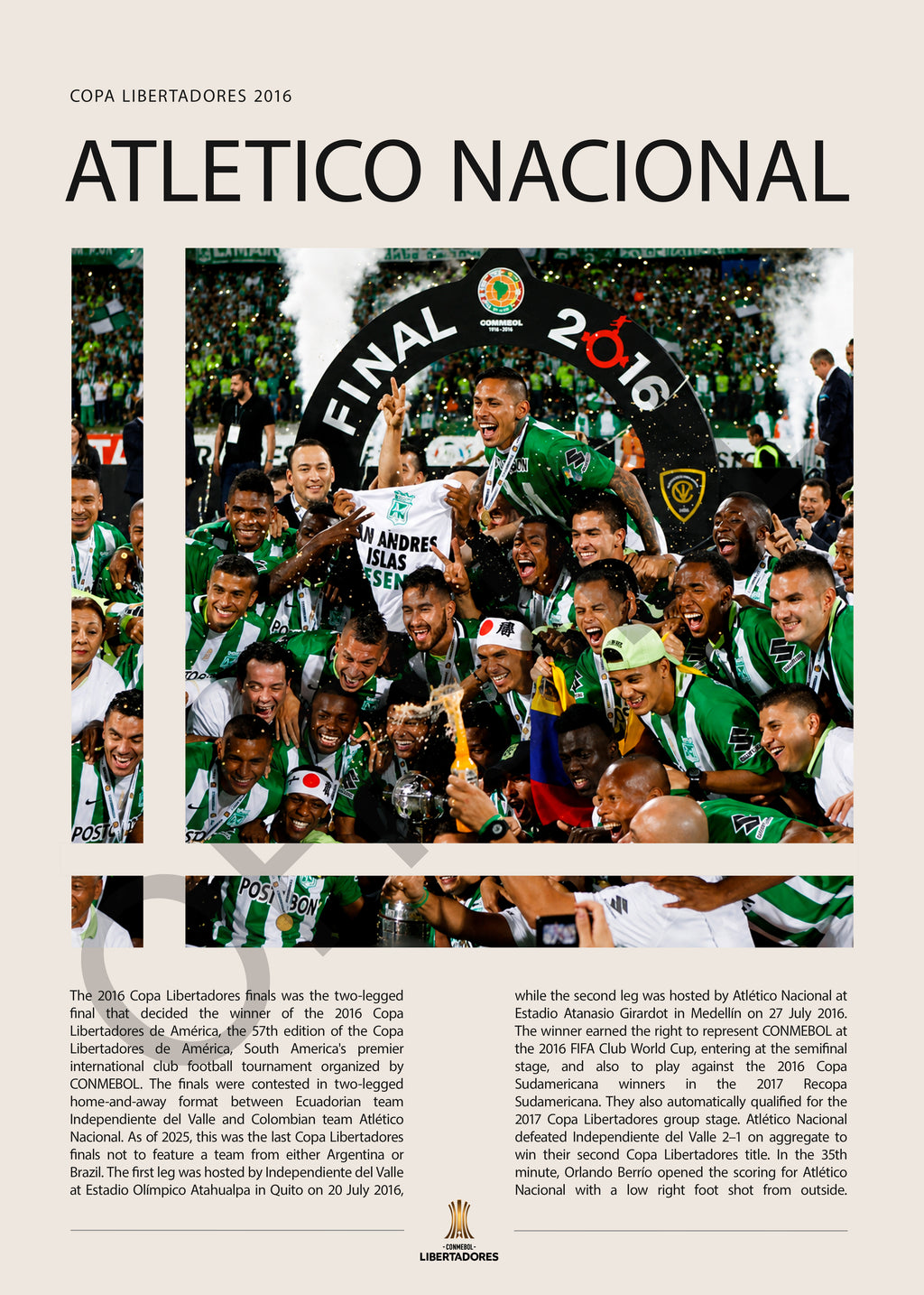 Atlético Nacional Campeón Copa Libertadores 2016 - detalle del diseño