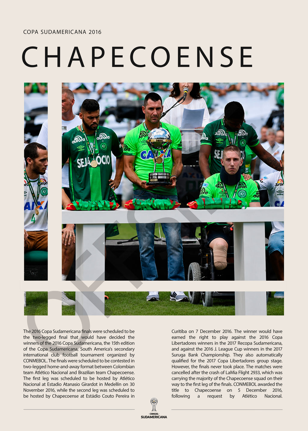 Chapecoense Campeón Copa Sudamericana 2016 - detalle del diseño