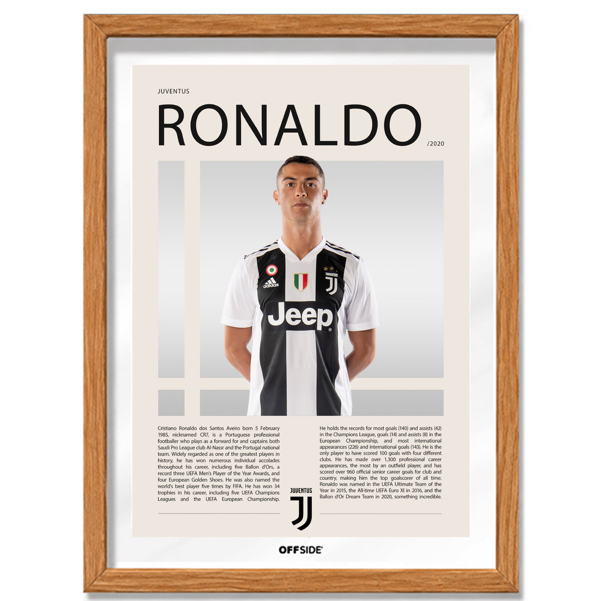 Cristiano Ronaldo CR7 en Juventus Temporada 2020 - marco madera
