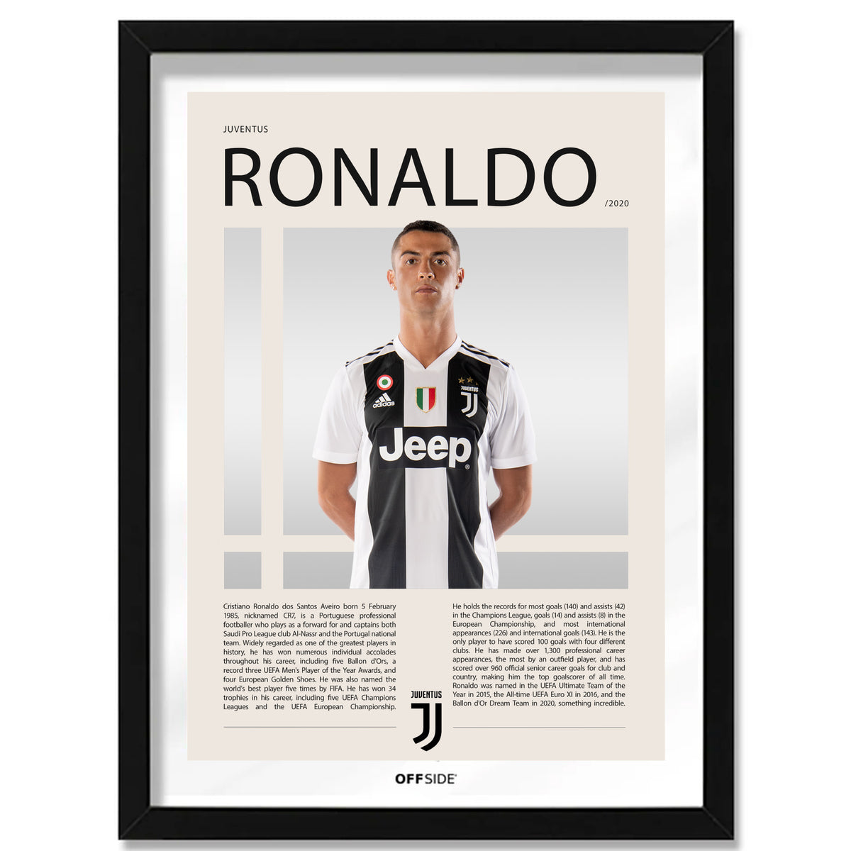 Cristiano Ronaldo CR7 en Juventus Temporada 2020 - marco negro