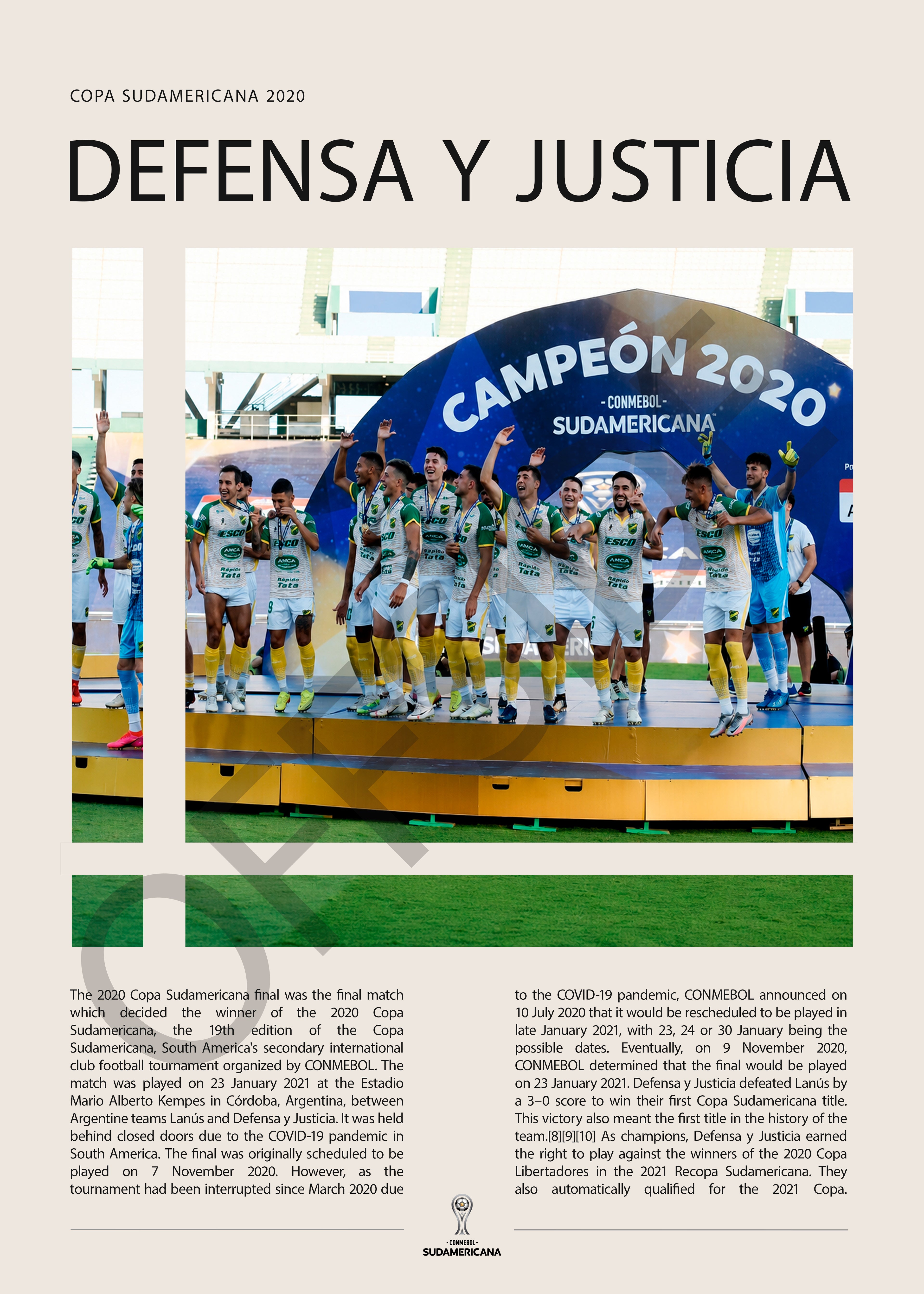 Defensa y Justicia Campeón Copa Sudamericana 2020 - detalle del diseño