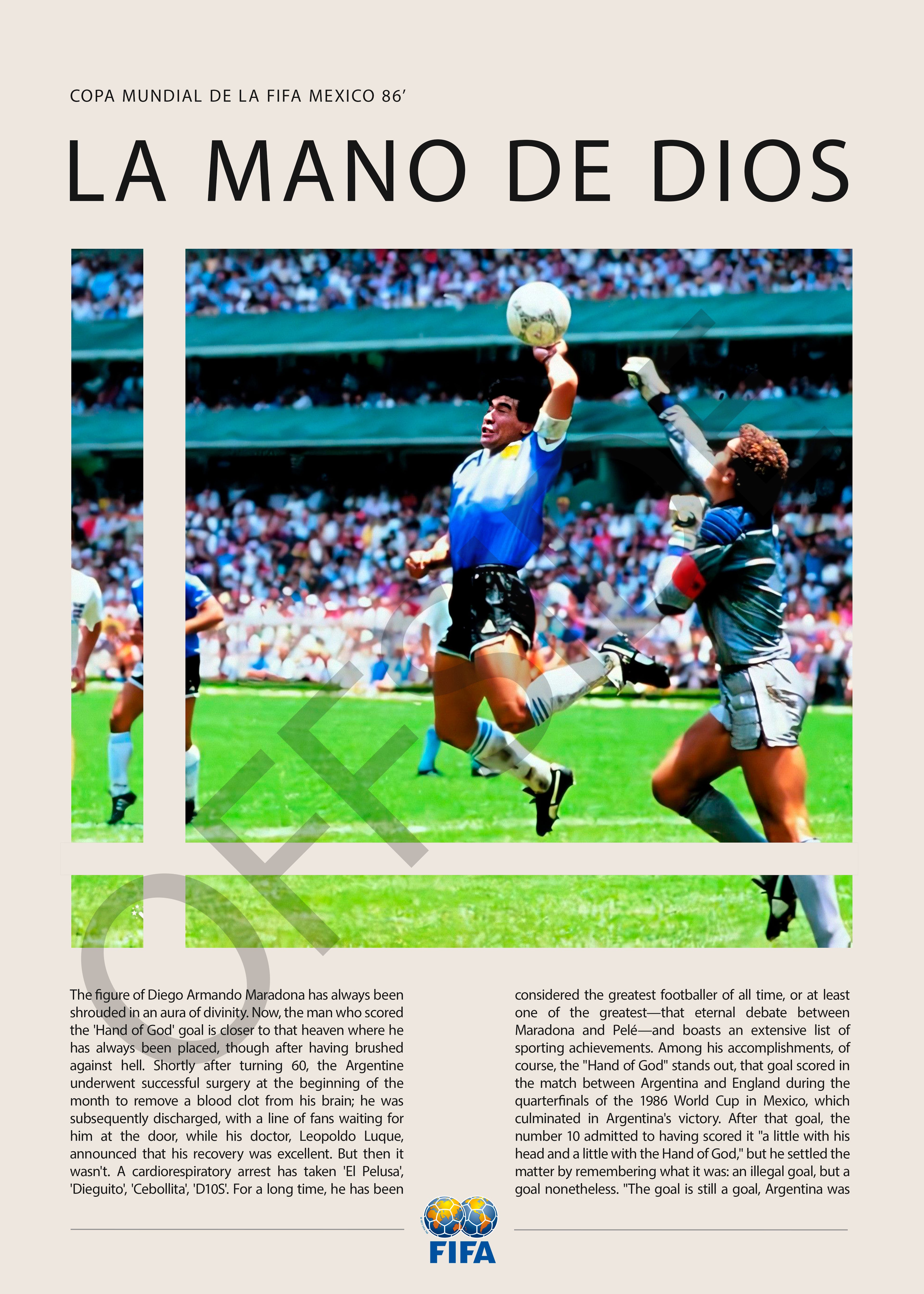 Diego Maradona La Mano de Dios México 1986 - detalle del diseño