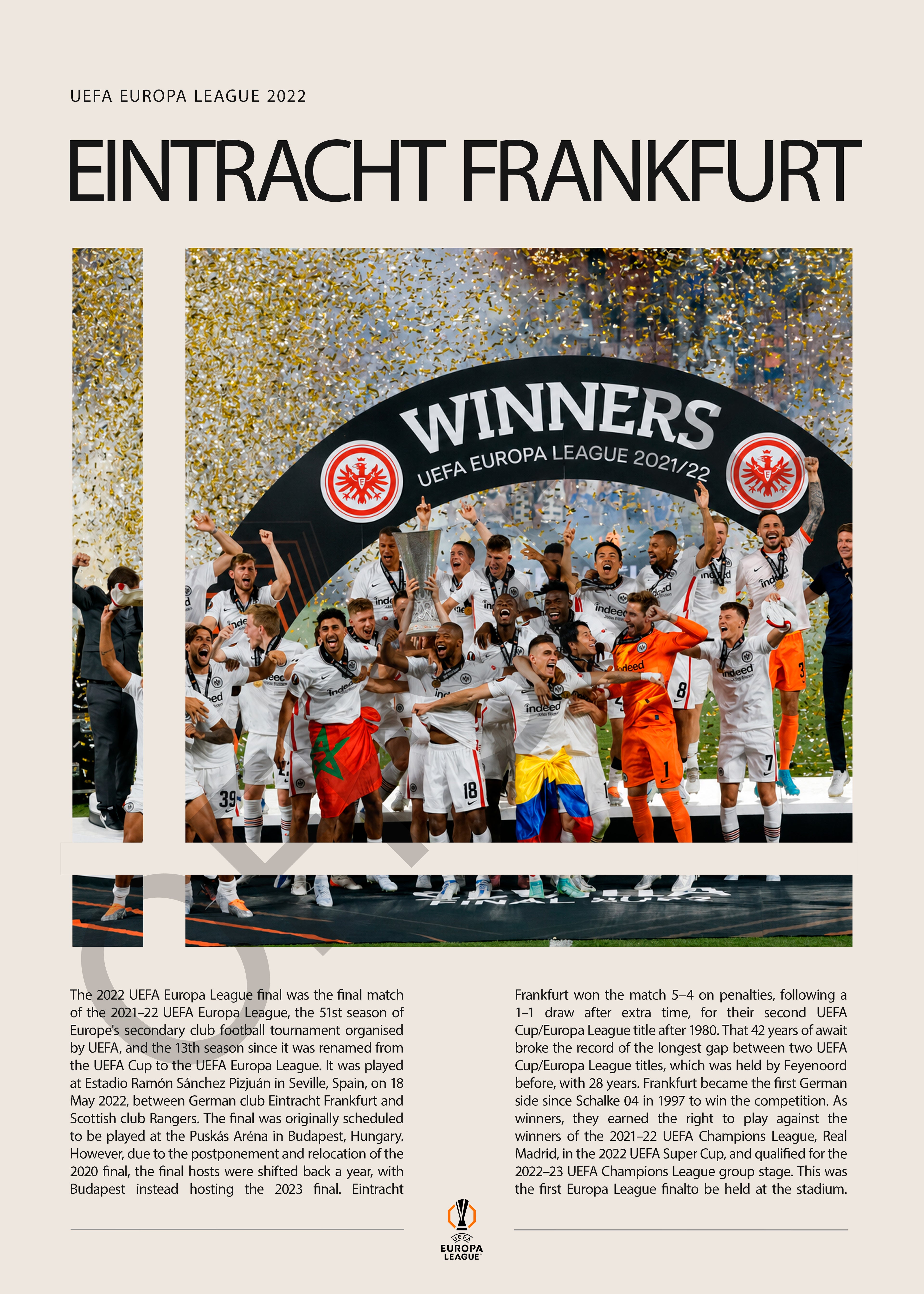 Eintracht Frankfurt Campeón Europa League 2022 - detalle del diseño