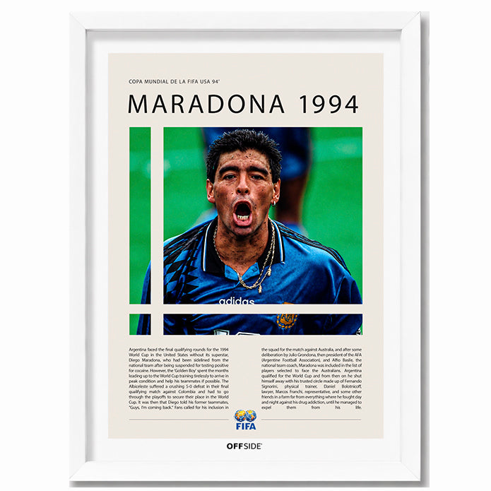 Diego Maradona Último Mundial Estados Unidos 1994 - marco blanco