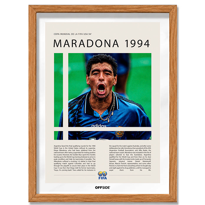 Diego Maradona Último Mundial Estados Unidos 1994 - marco madera