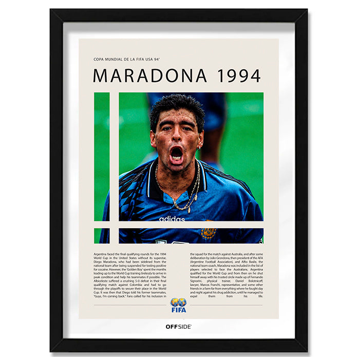 Diego Maradona Último Mundial Estados Unidos 1994 - marco negro