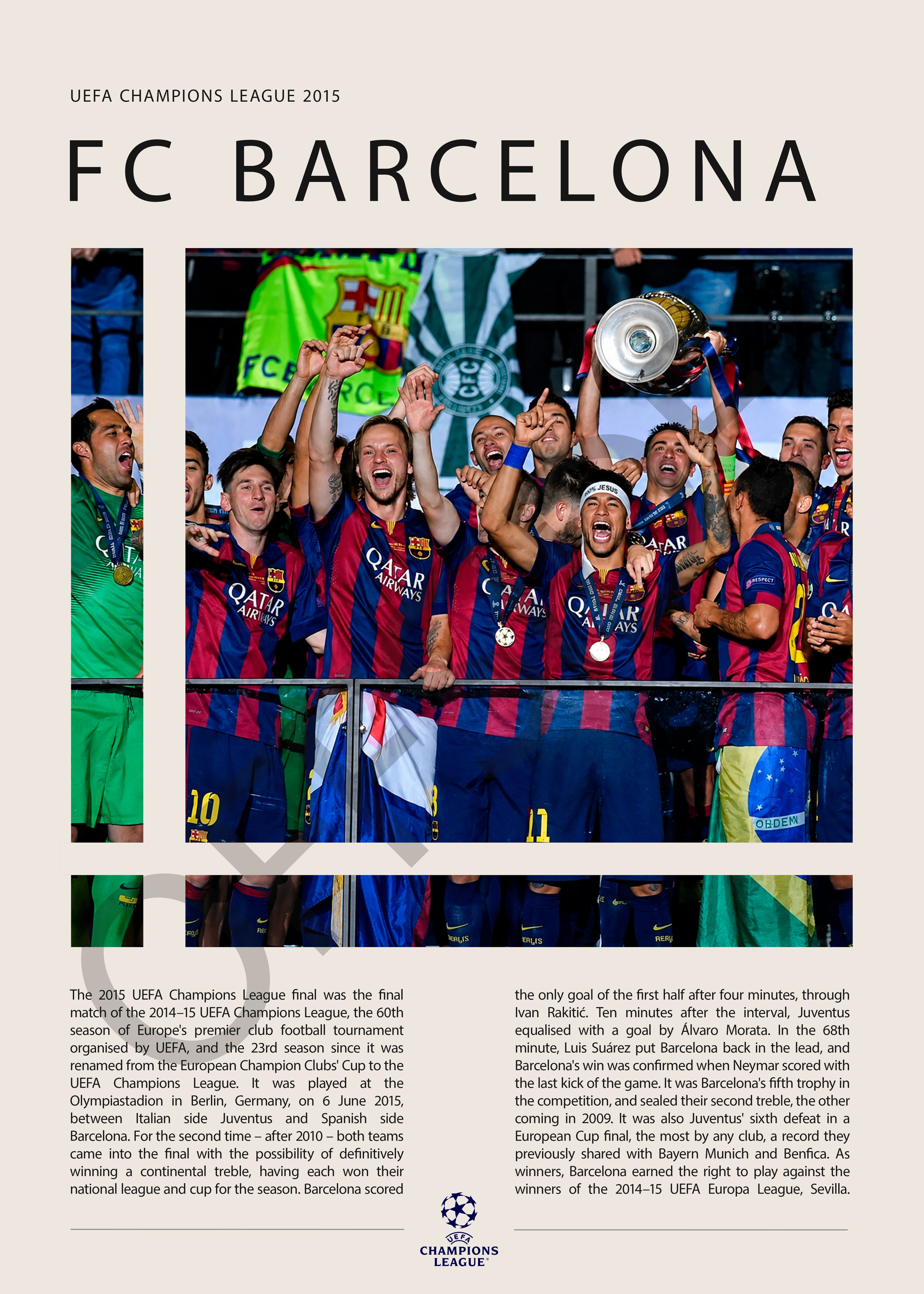 FC Barcelona Campeón Champions League 2015 - detalle del diseño
