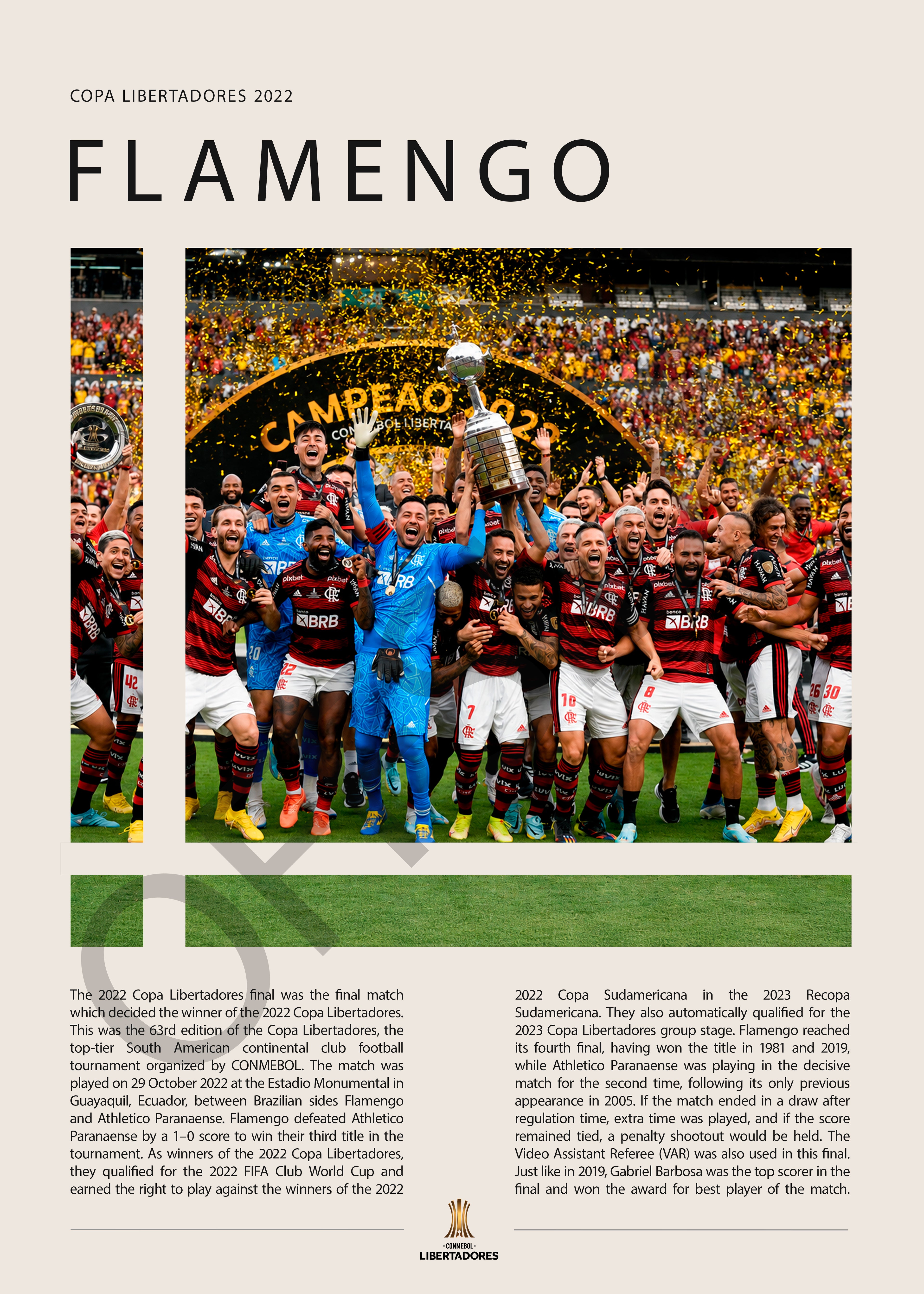Flamengo Campeón Copa Libertadores 2022 - detalle del diseño