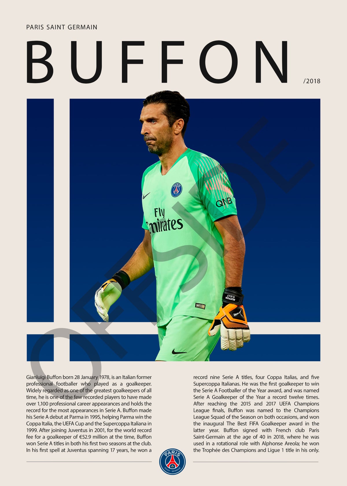 Gianluigi Buffon Gigi en PSG Temporada 2018 - vista con marca de agua
