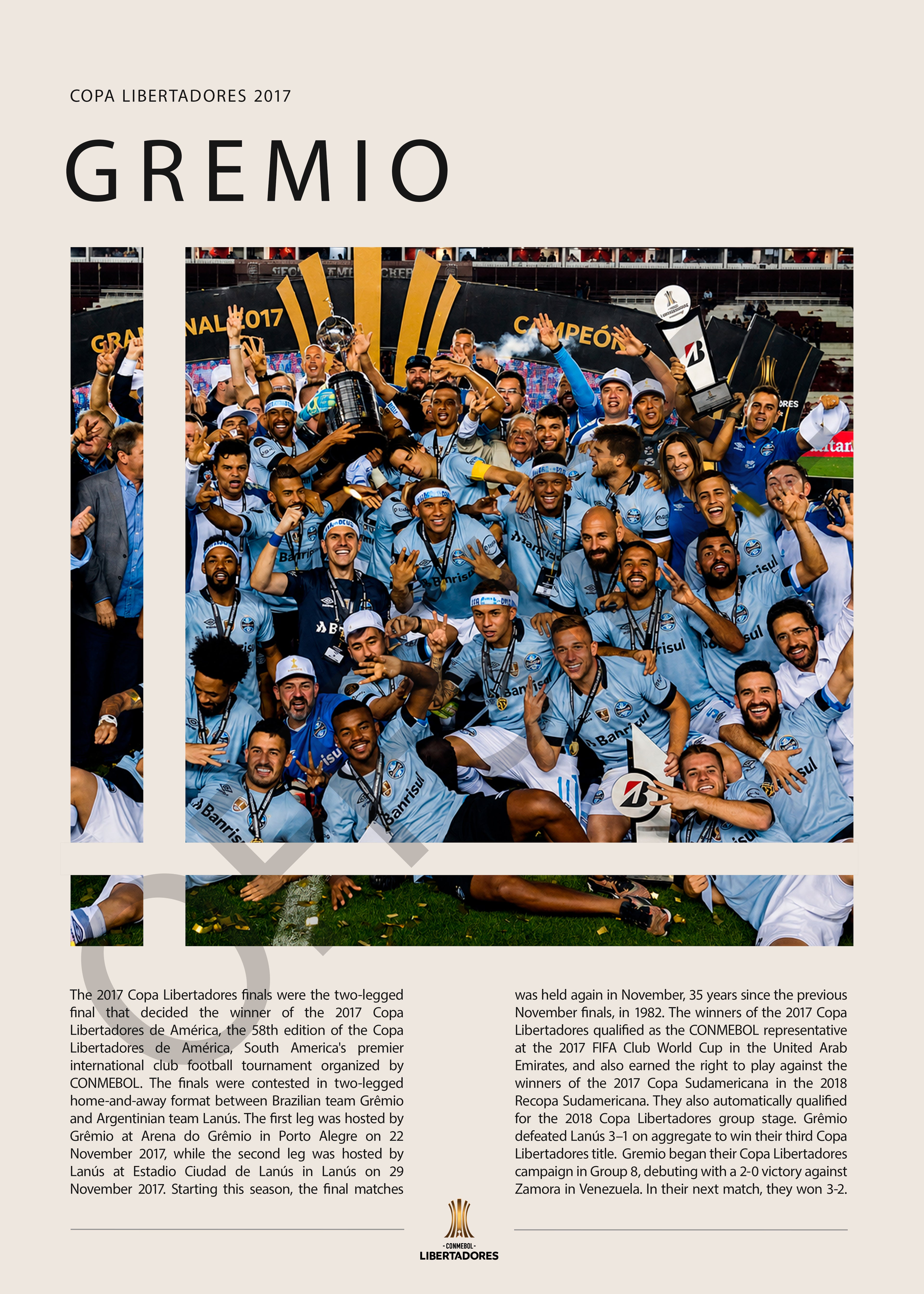 Grêmio Campeón Copa Libertadores 2017 - detalle del diseño
