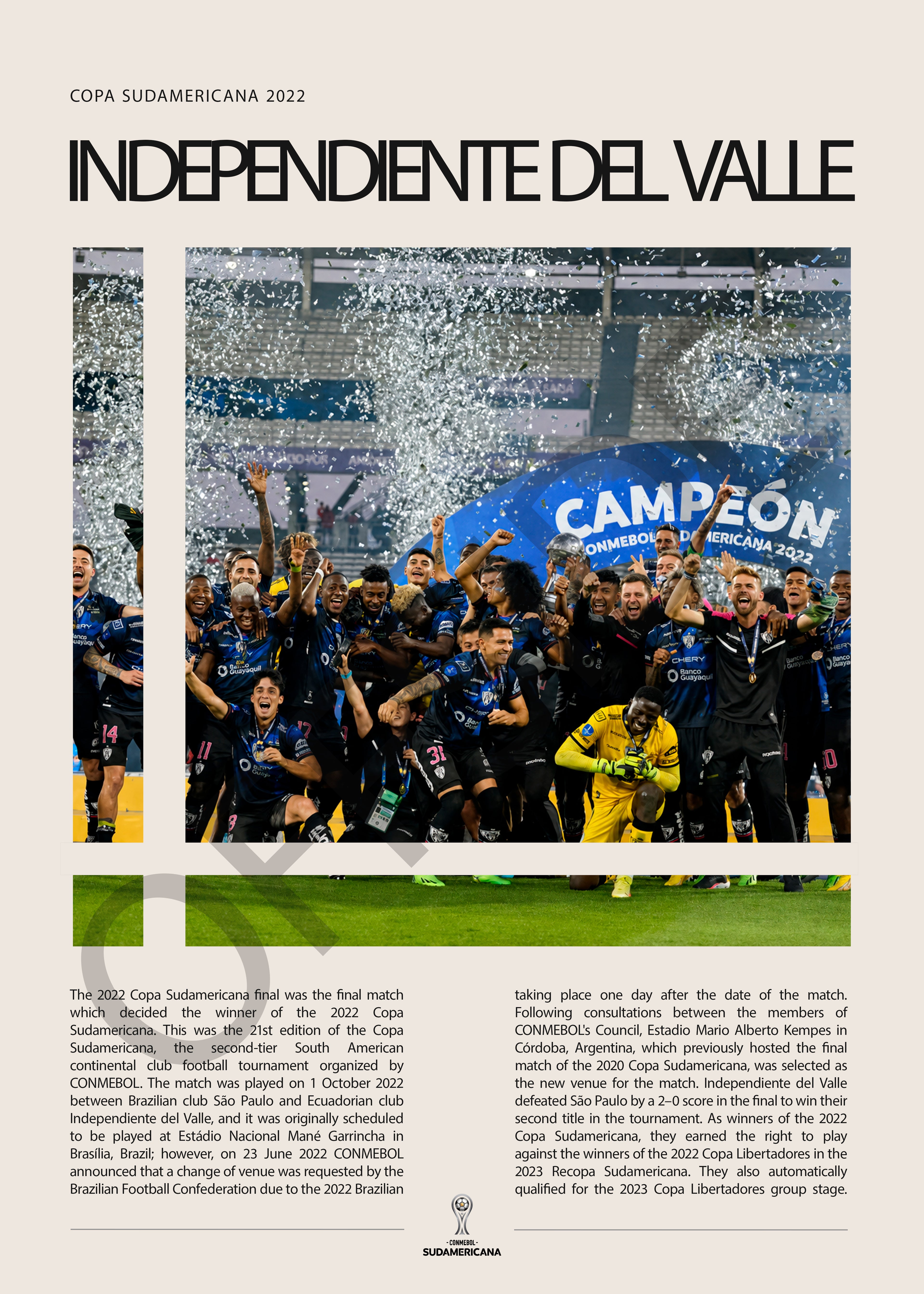 Independiente del Valle Campeón Copa Sudamericana 2022 - detalle del diseño