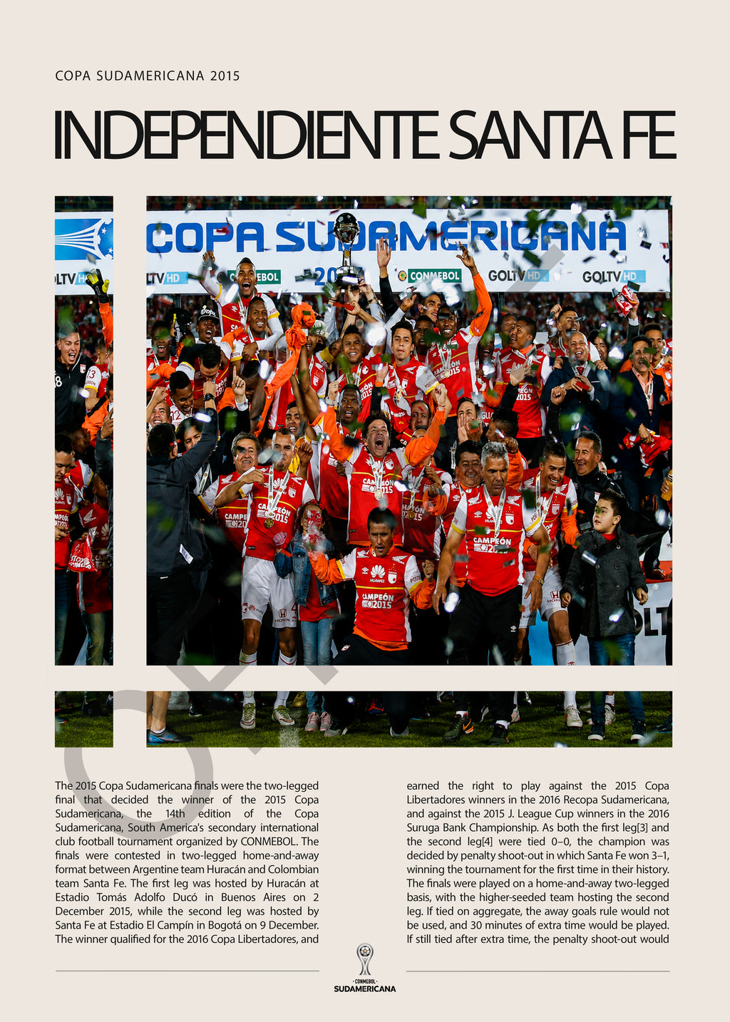 Independiente Santa Fe Campeón Copa Sudamericana 2015 - detalle del diseño