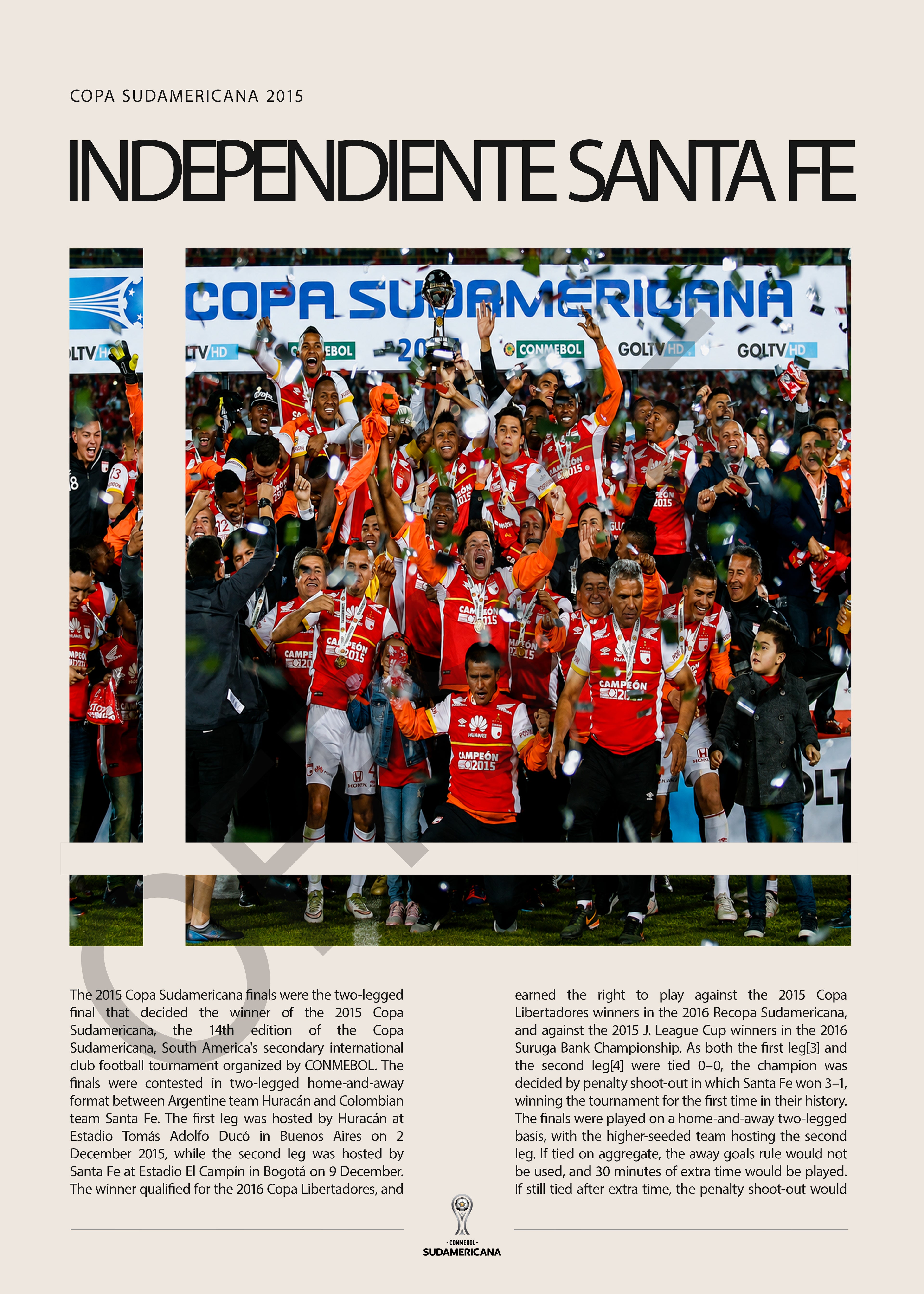 Independiente Santa Fe Campeón Copa Sudamericana 2015 - detalle del diseño