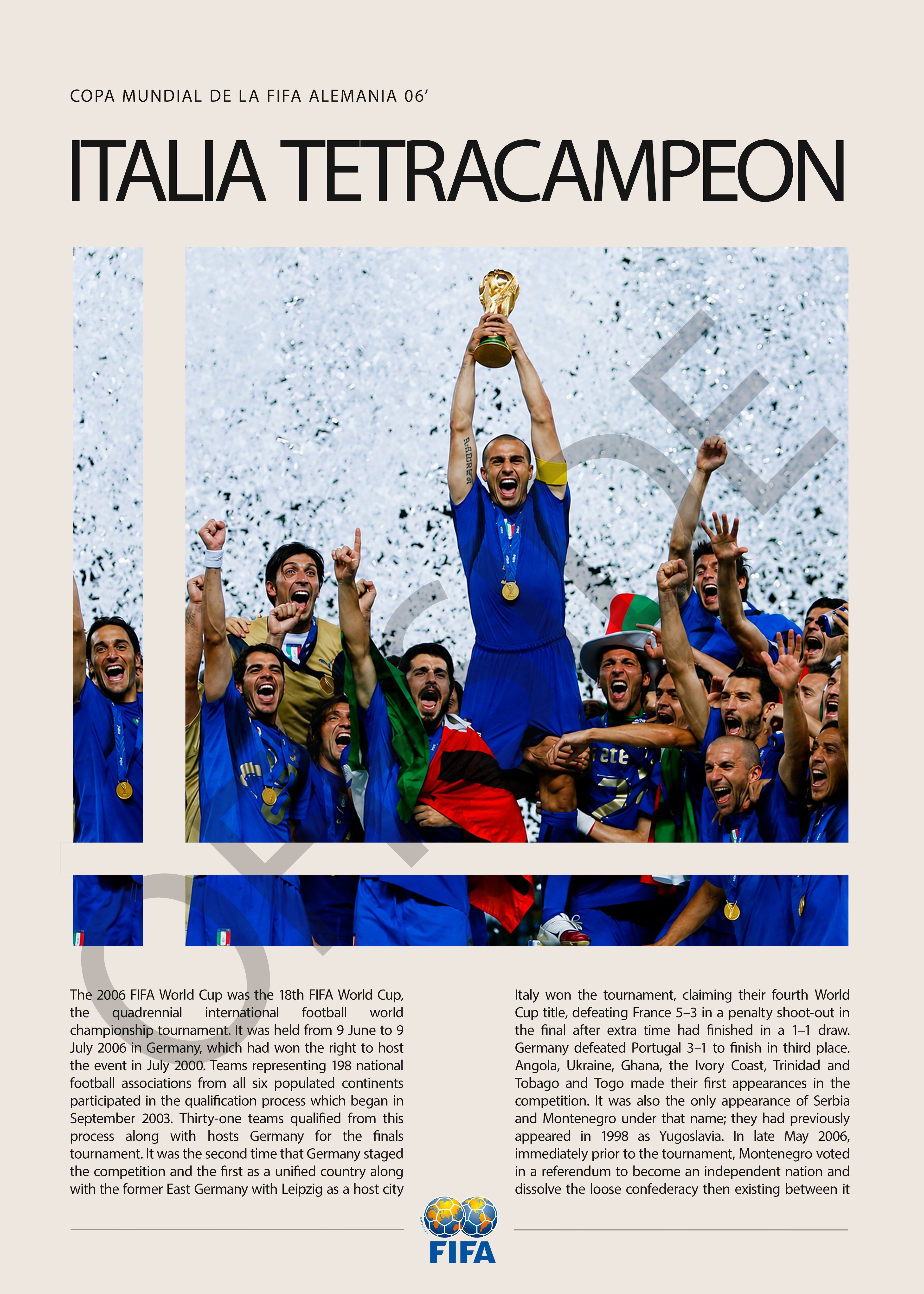 Italia Campeona del Mundo Alemania 2006 - detalle del diseño