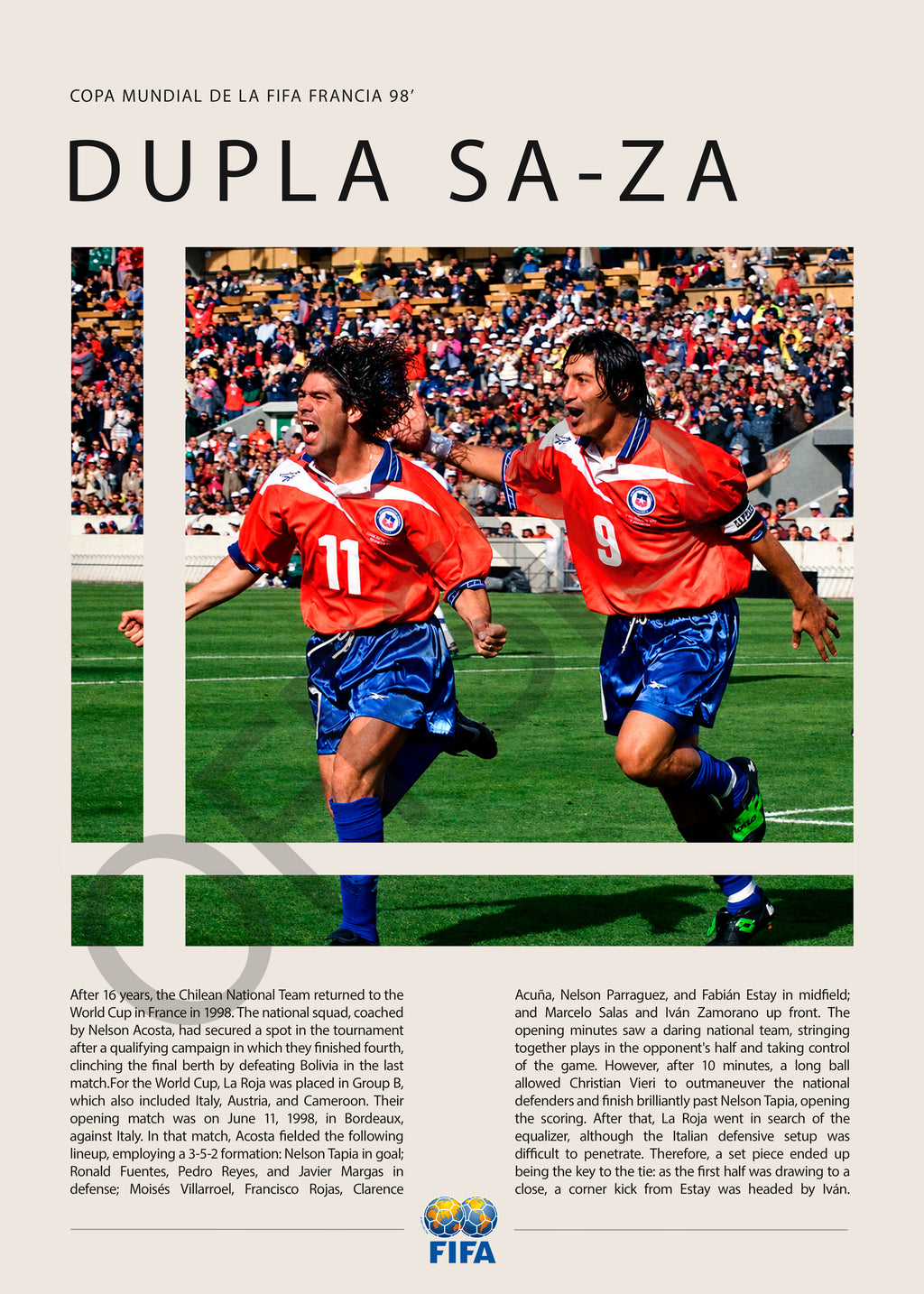 Iván Zamorano y Marcelo Salas Mundial Francia 1998 - detalle del diseño