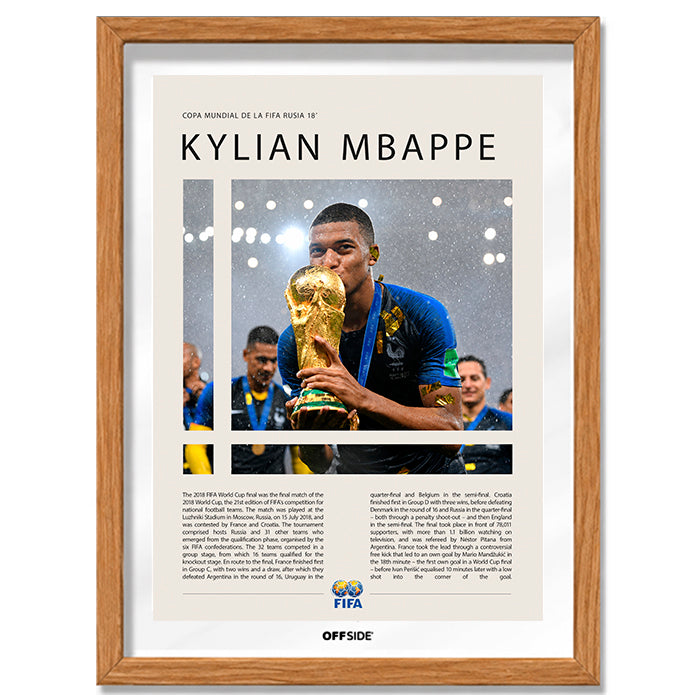 Kylian Mbappé Campeón del Mundo Rusia 2018 - marco madera
